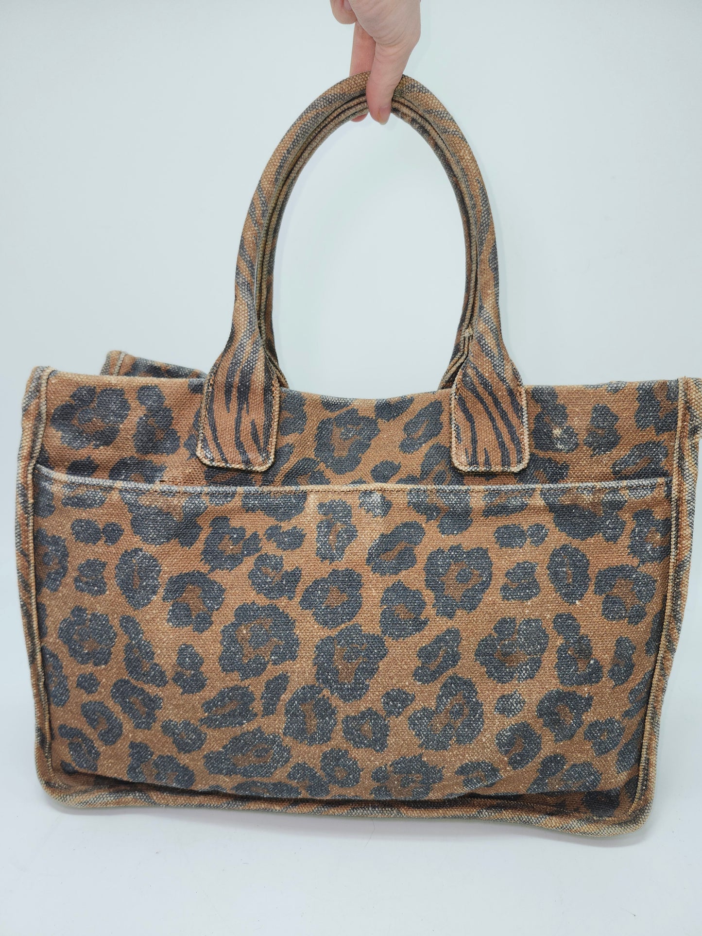 Vince Camuto "Orla" Animal Print Leopard Canvas XL Tote Bag