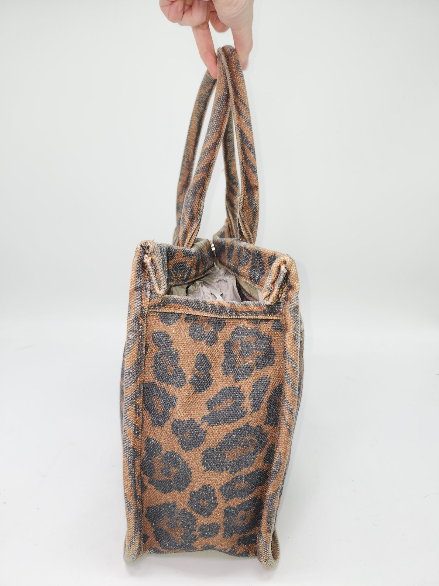 Vince Camuto "Orla" Animal Print Leopard Canvas XL Tote Bag