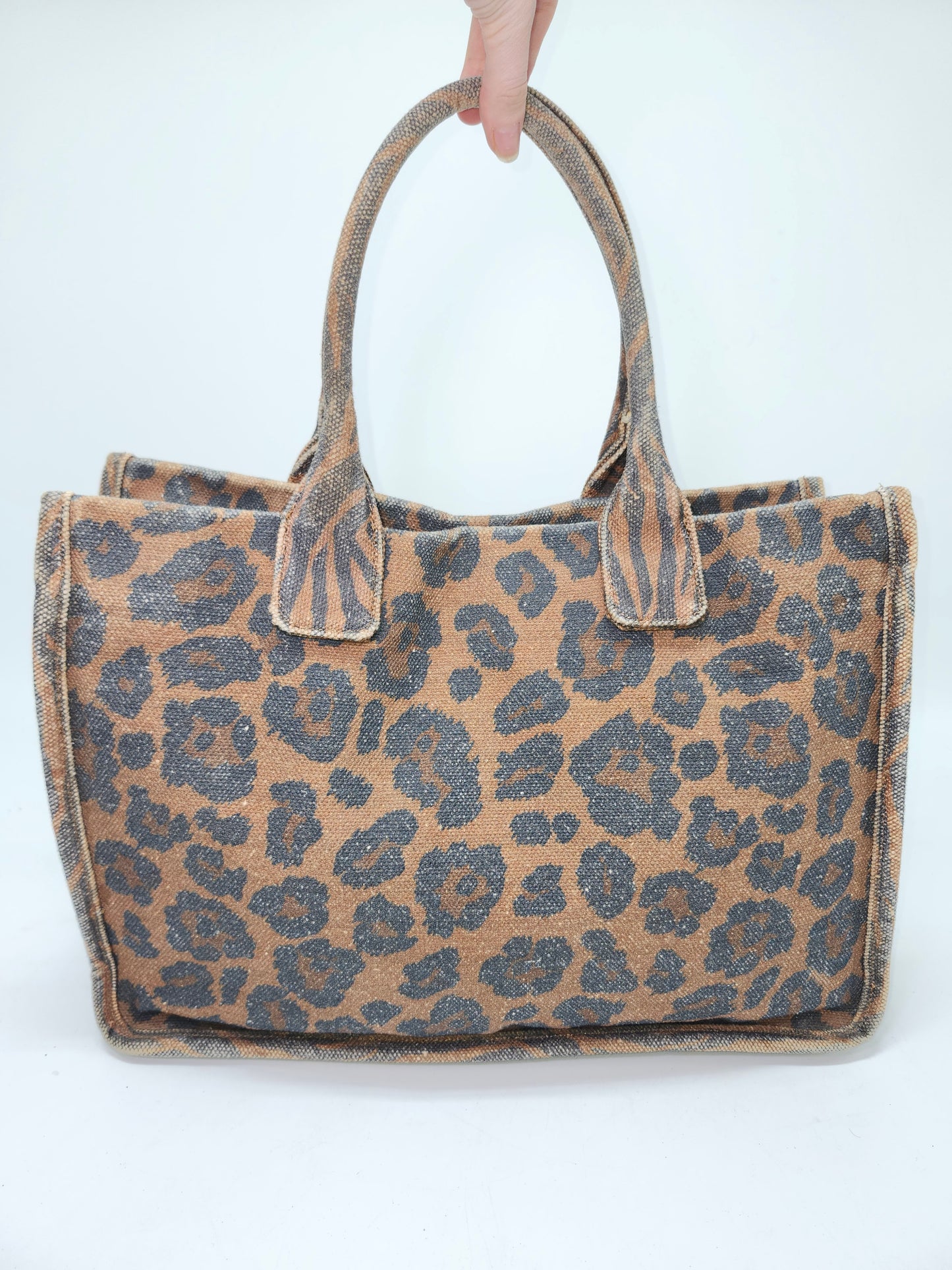Vince Camuto "Orla" Animal Print Leopard Canvas XL Tote Bag
