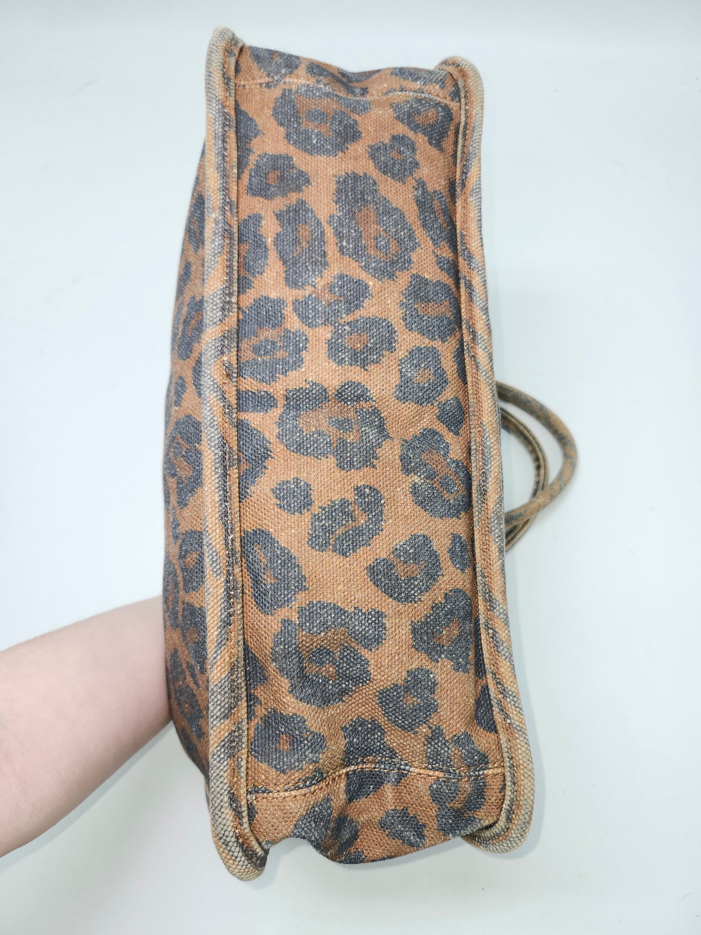 Vince Camuto "Orla" Animal Print Leopard Canvas XL Tote Bag