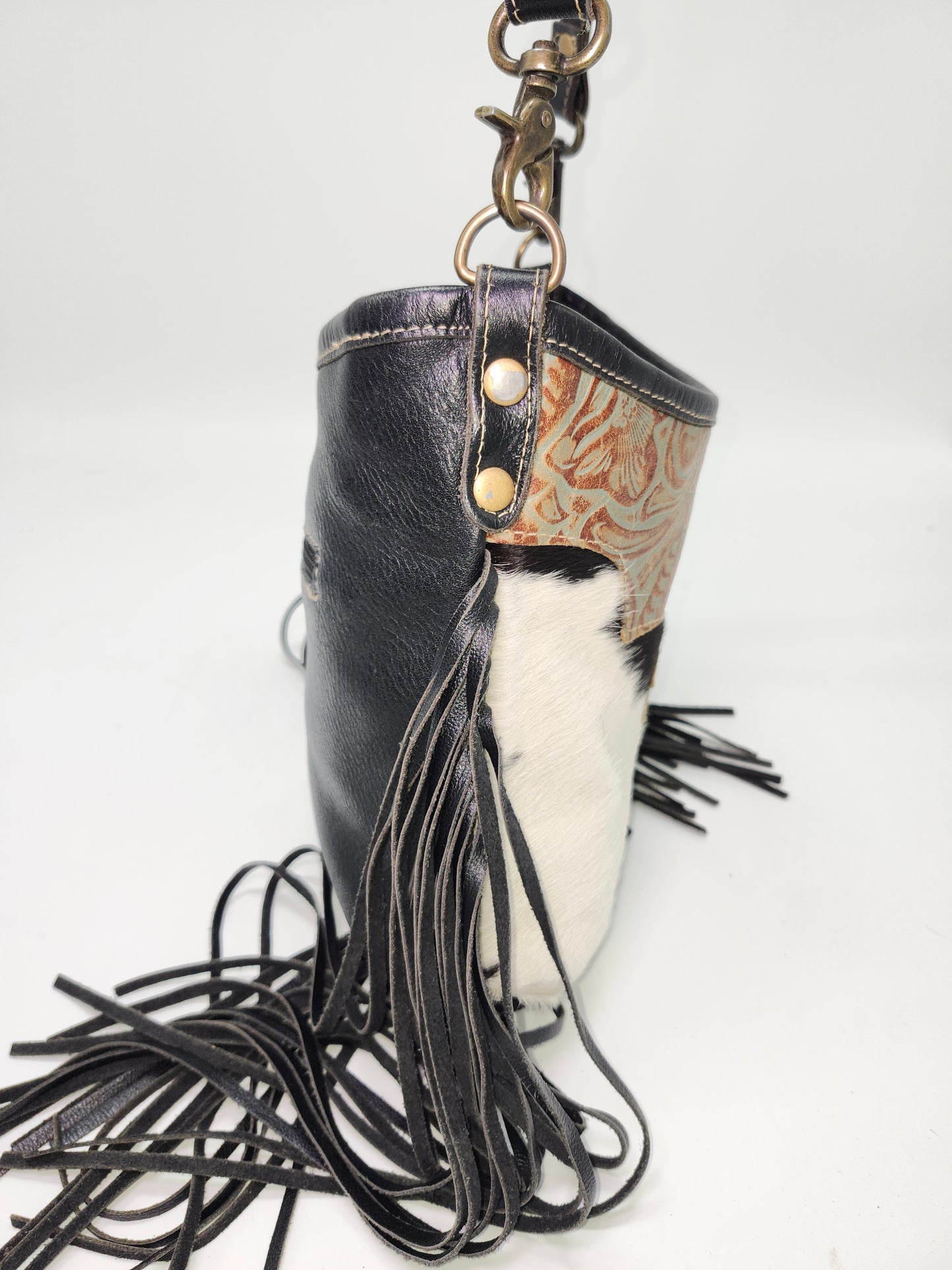 Myra Bag Y2K Cowhide, Hand-Tooled Leather with Fringe