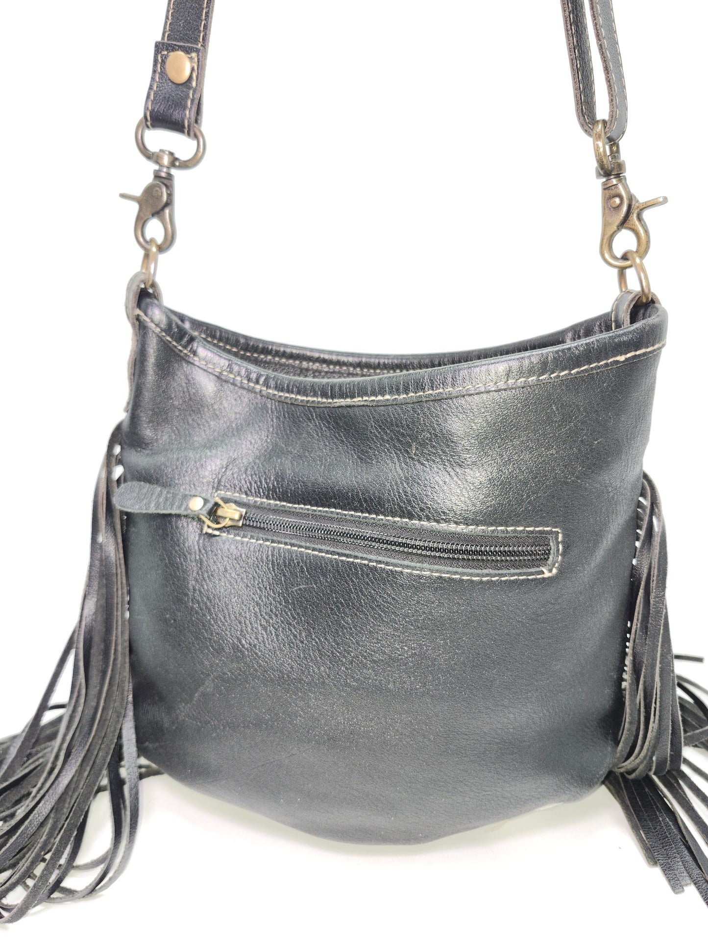 Myra Bag Y2K Cowhide, Hand-Tooled Leather with Fringe