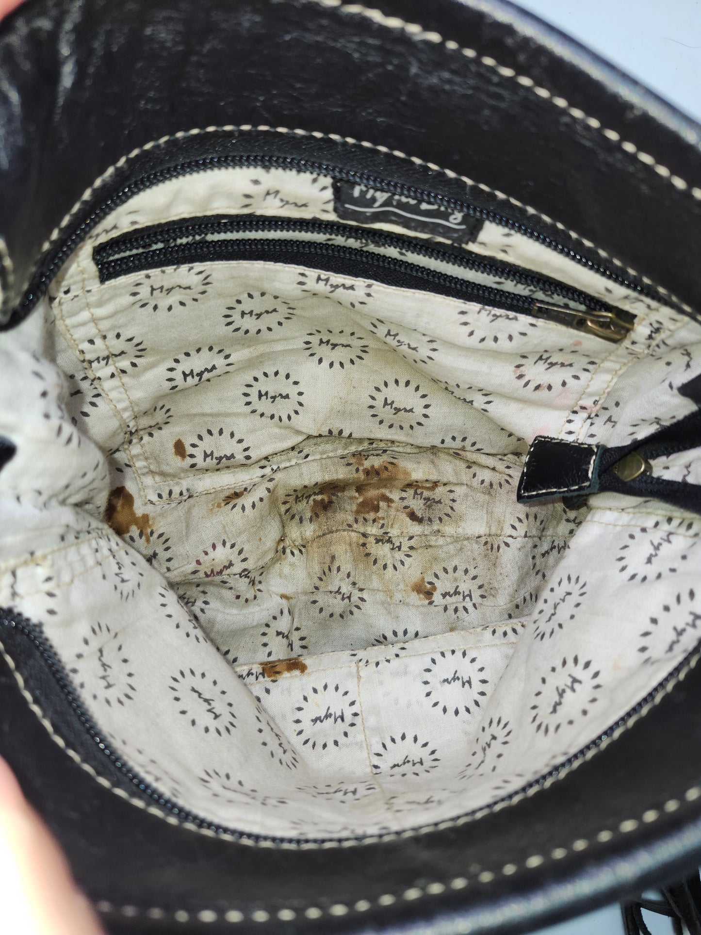 Myra Bag Y2K Cowhide, Hand-Tooled Leather with Fringe