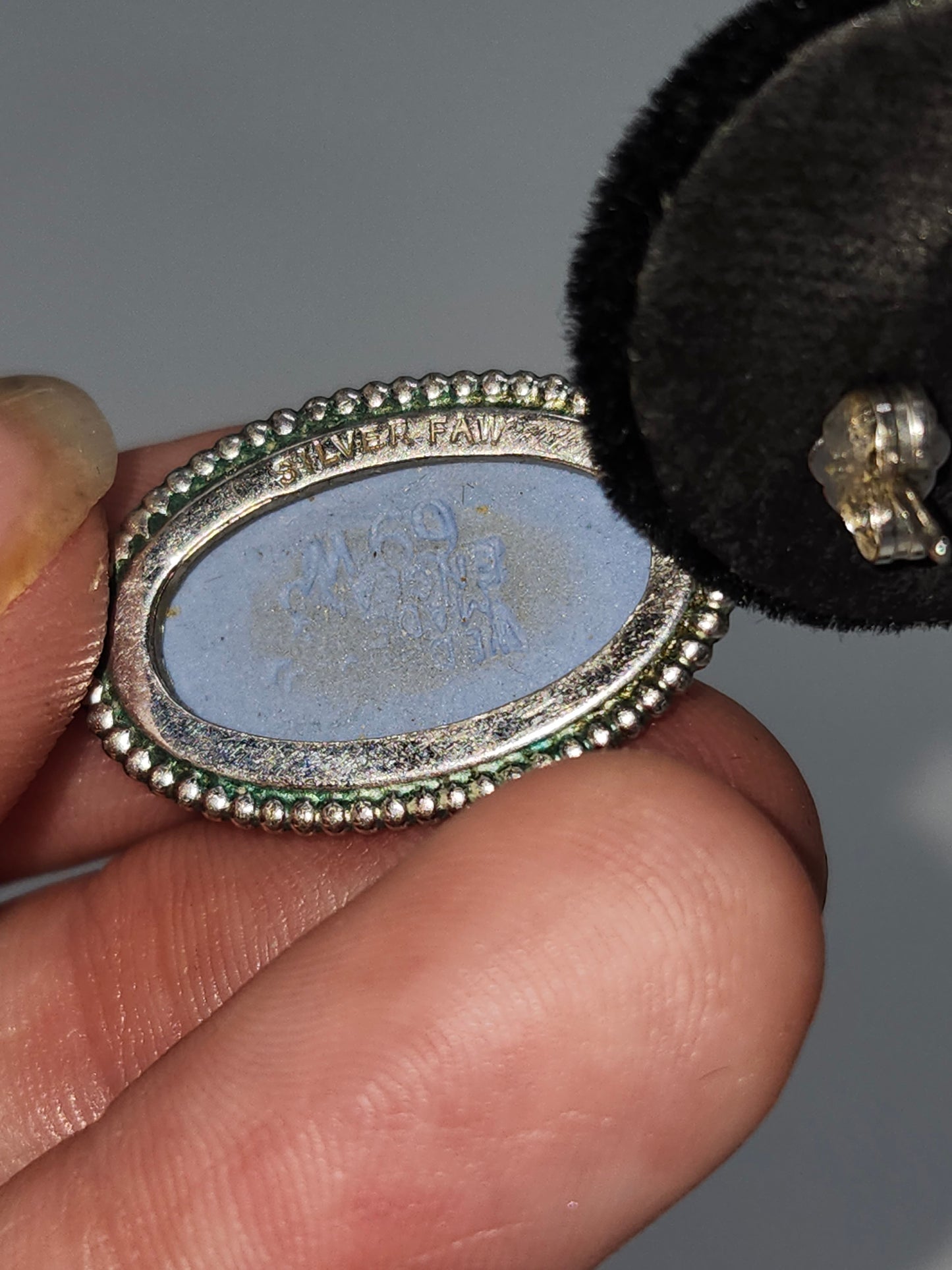 925 Sterling Wedgwood Jasperware Cameo Earrings