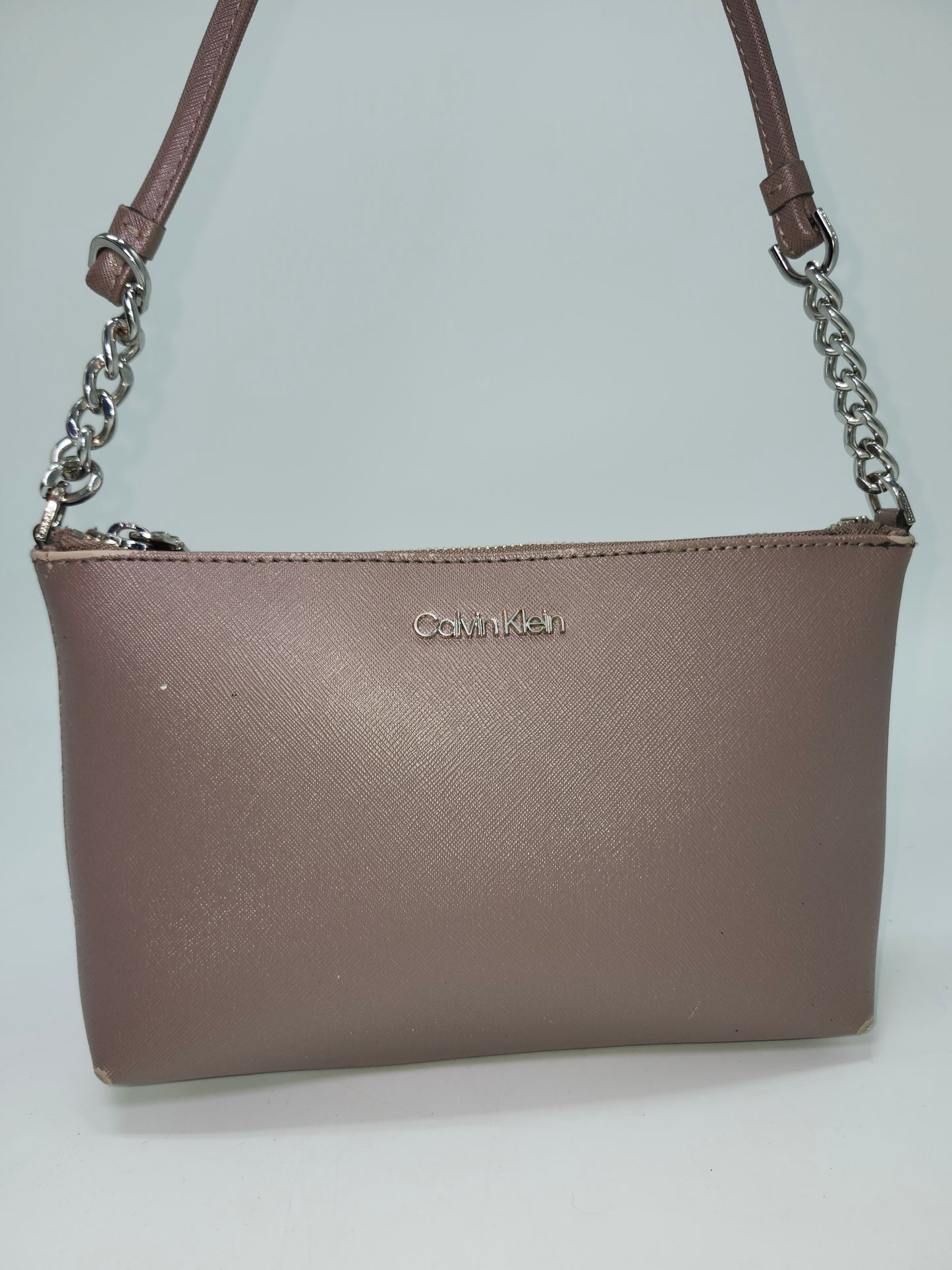 Calvin Klein "Hayden" Saffiano Leather Chain Crossbody bag