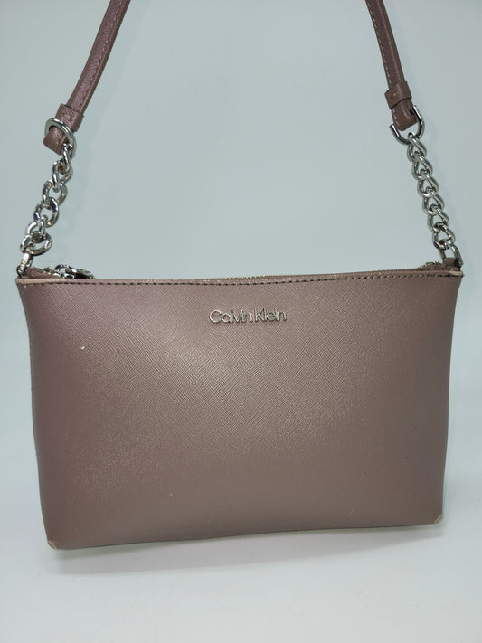 Calvin Klein "Hayden" Saffiano Leather Chain Crossbody bag