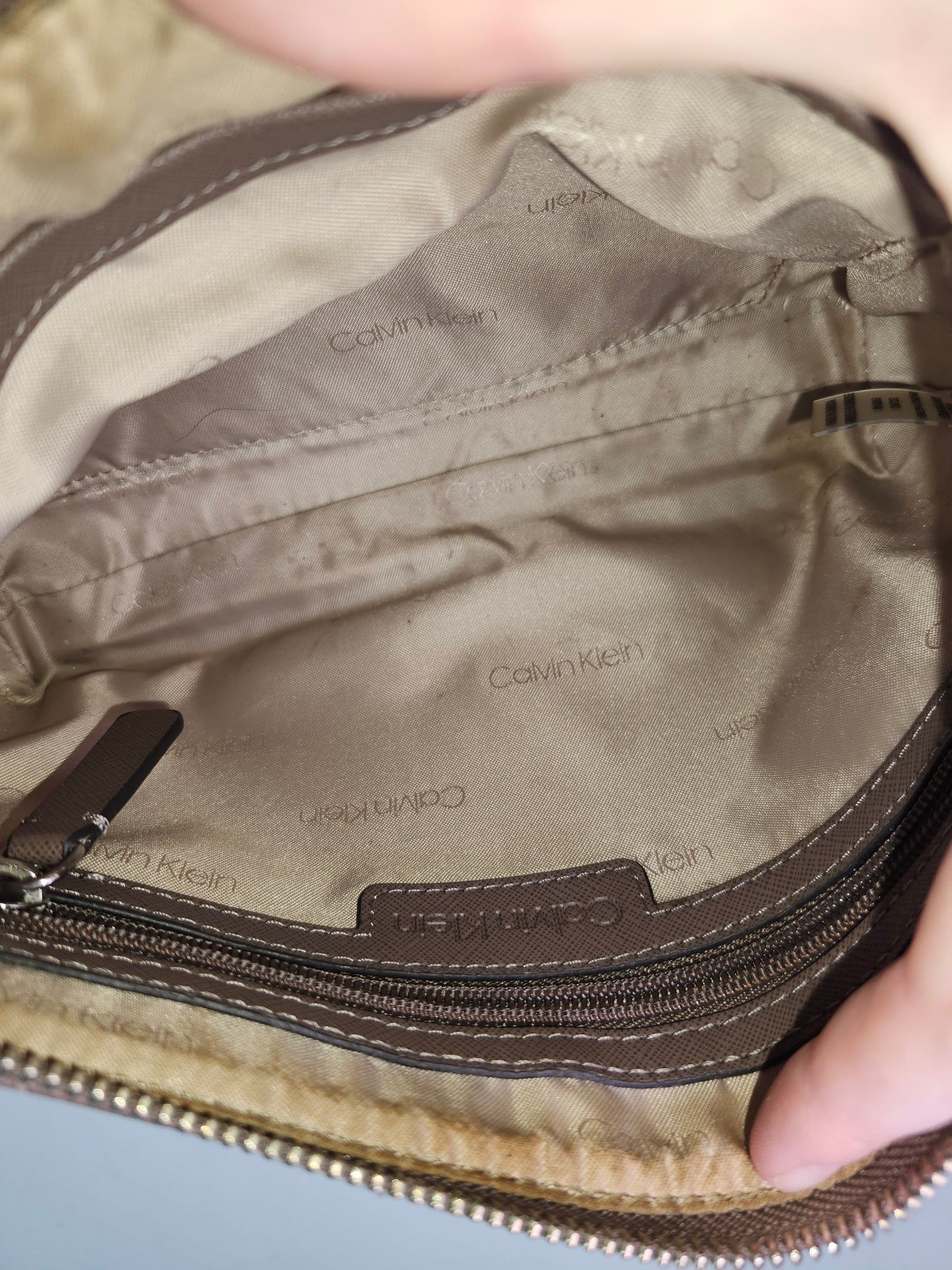 Calvin Klein "Hayden" Saffiano Leather Chain Crossbody bag