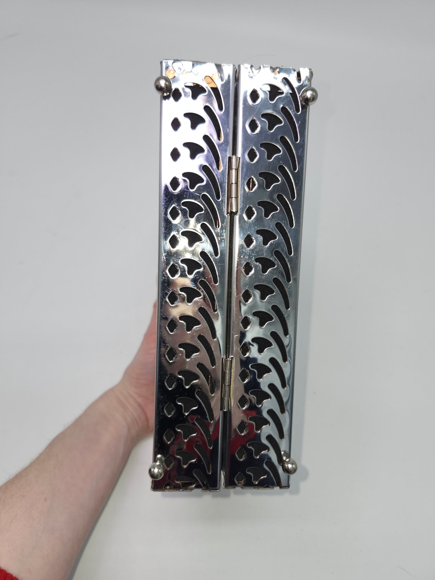 Lucite Handle Metal Cut-out Square Purse