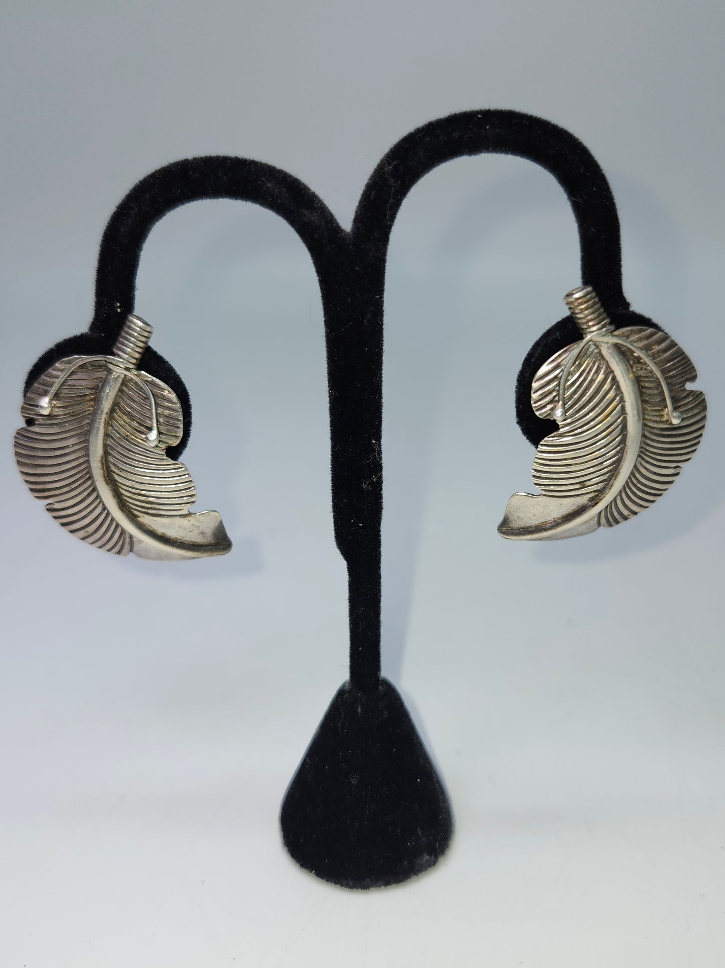 925 Sterling Navajo Style Feather Clip-on Earrings