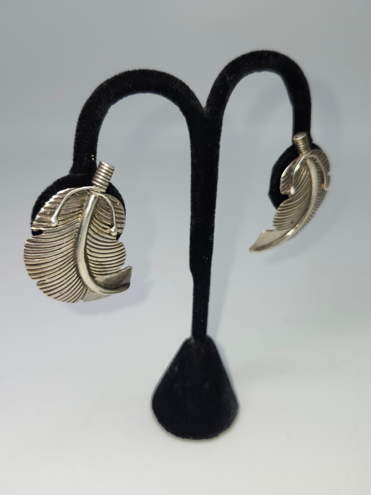 925 Sterling Navajo Style Feather Clip-on Earrings