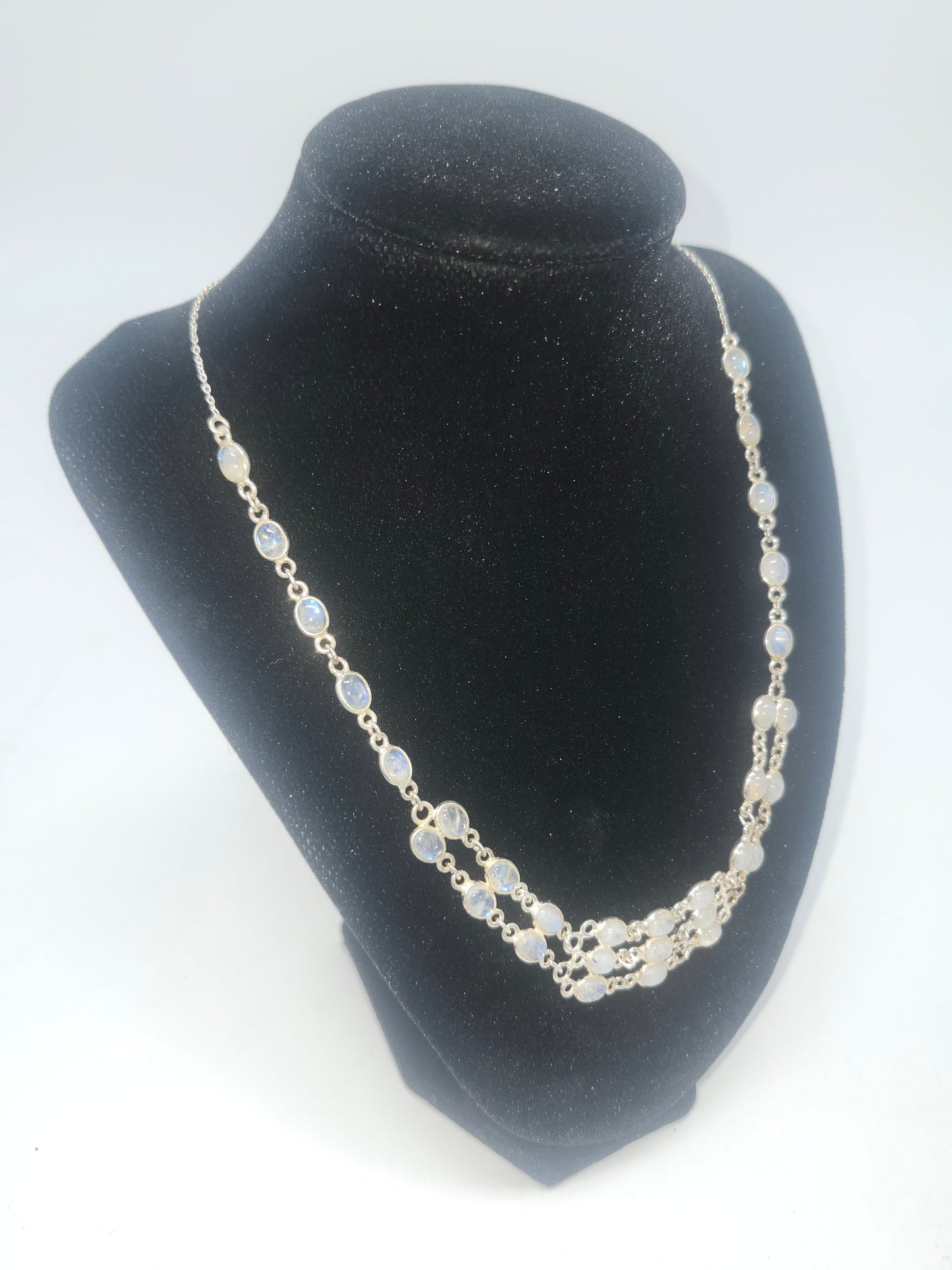 925 Sterling & Moonstone Cabochon Multi-Strand Necklace