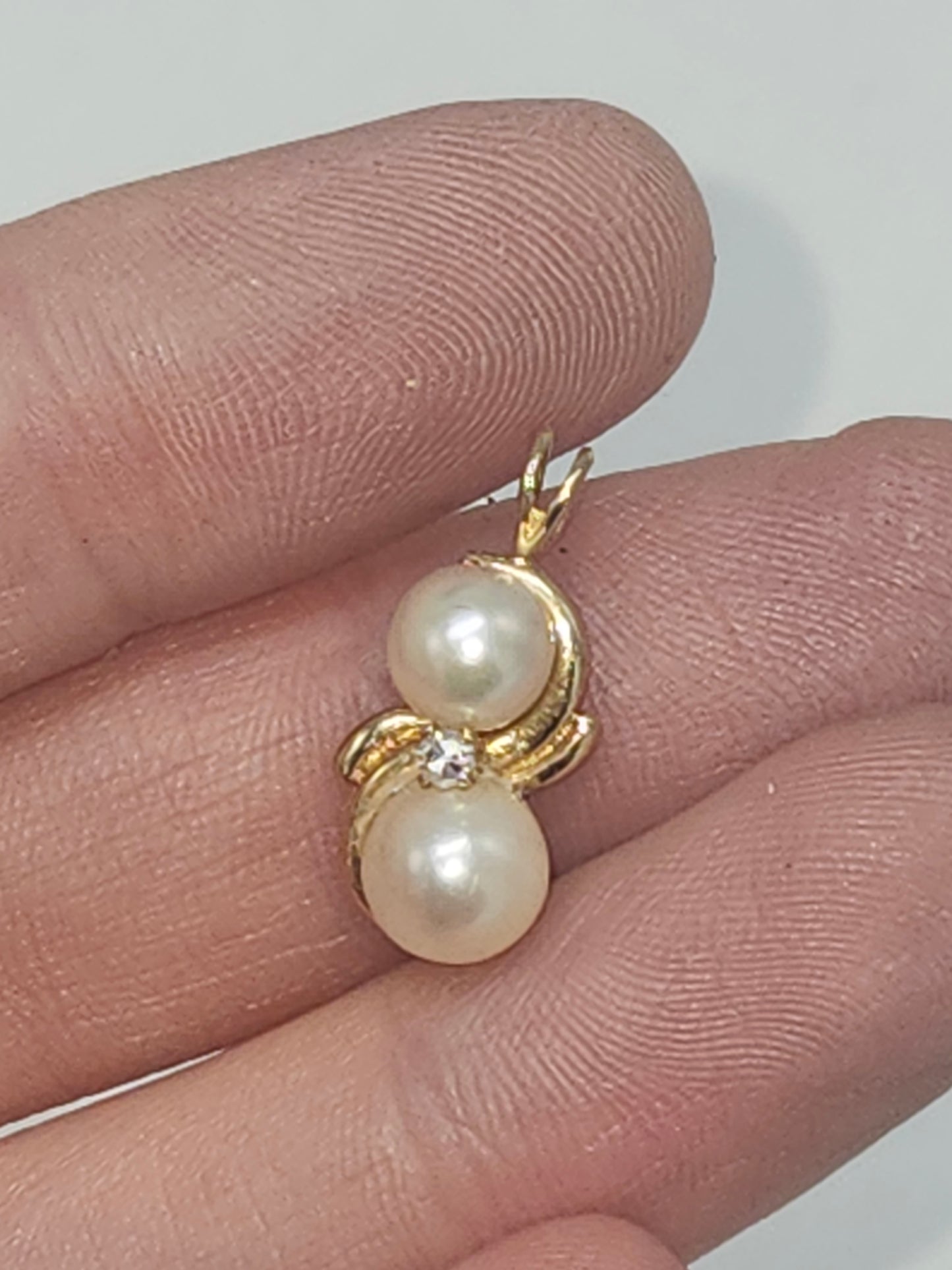 14K Gold, Pearl & Diamond Pendant