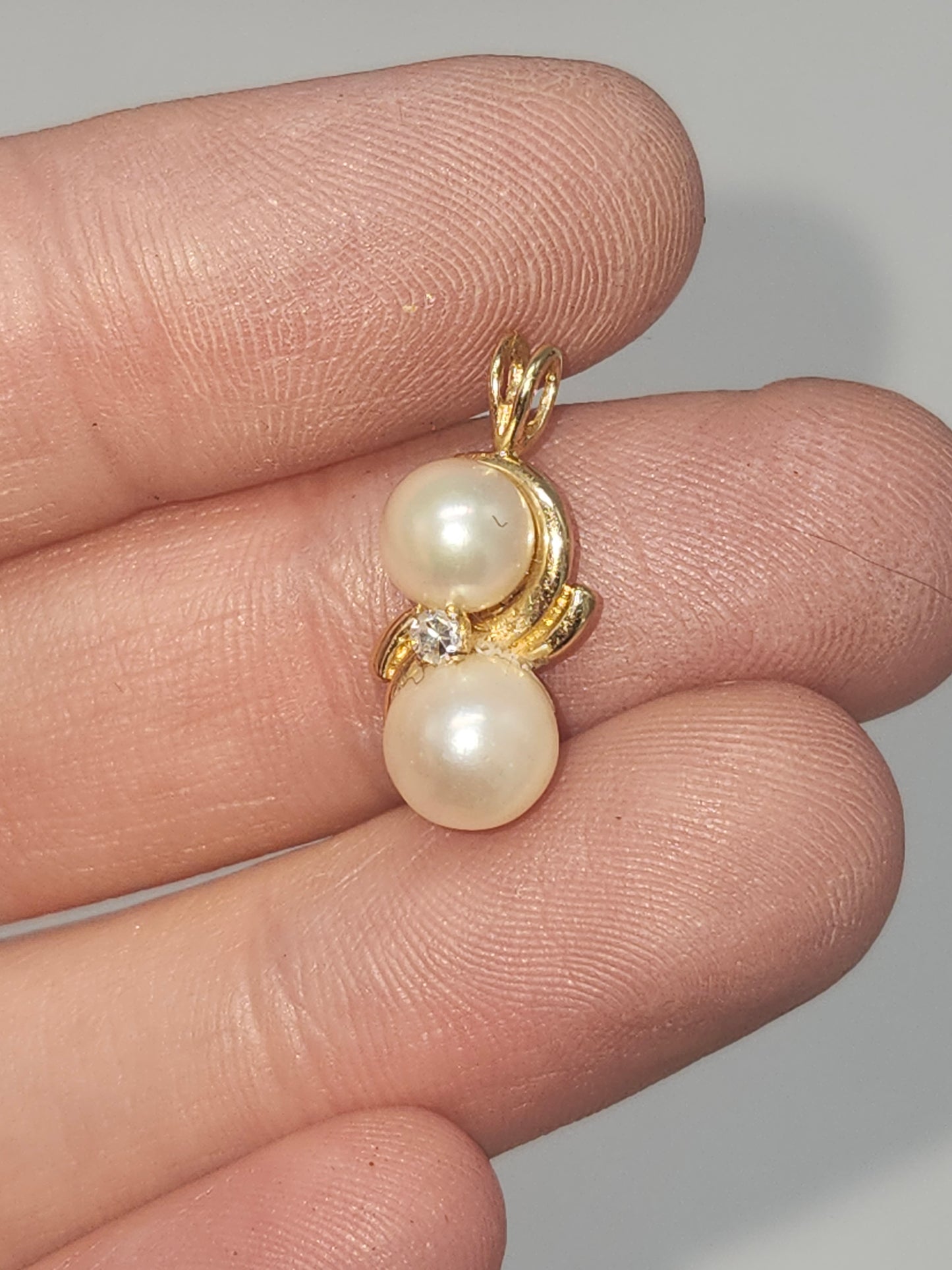 14K Gold, Pearl & Diamond Pendant