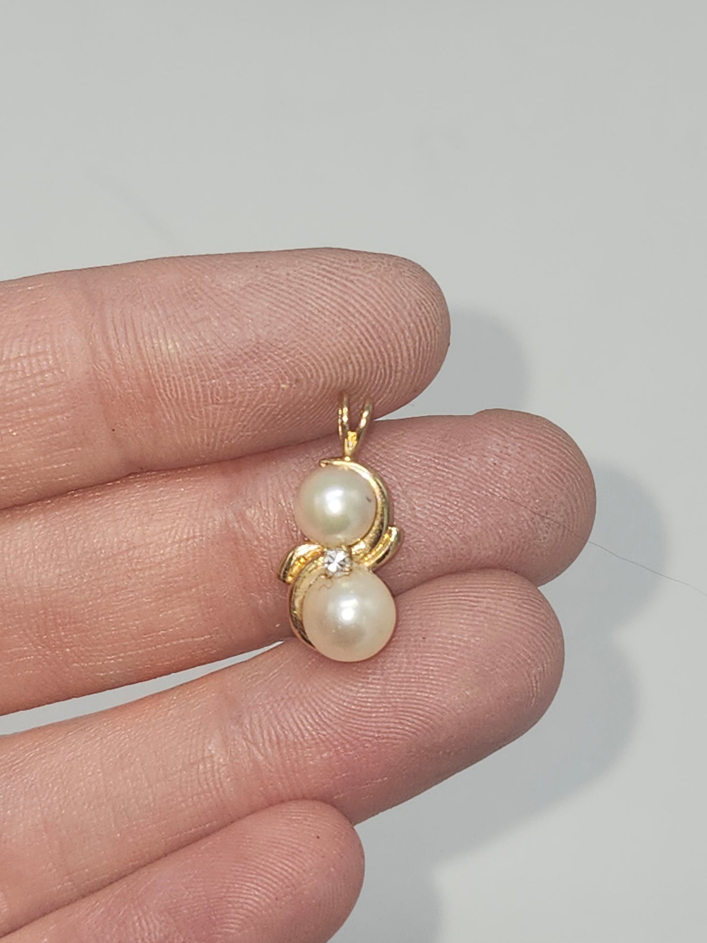 14K Gold, Pearl & Diamond Pendant