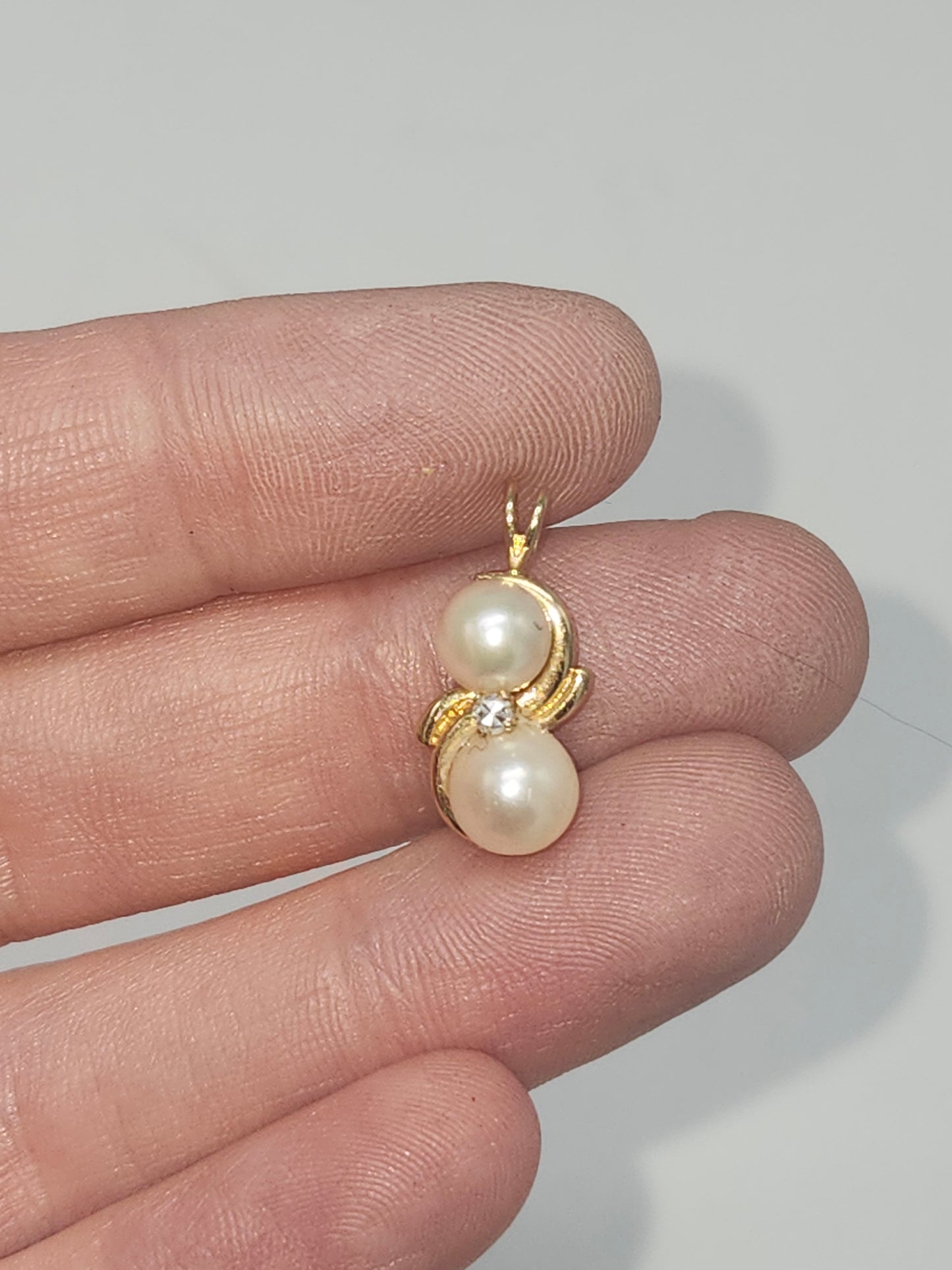 14K Gold, Pearl & Diamond Pendant