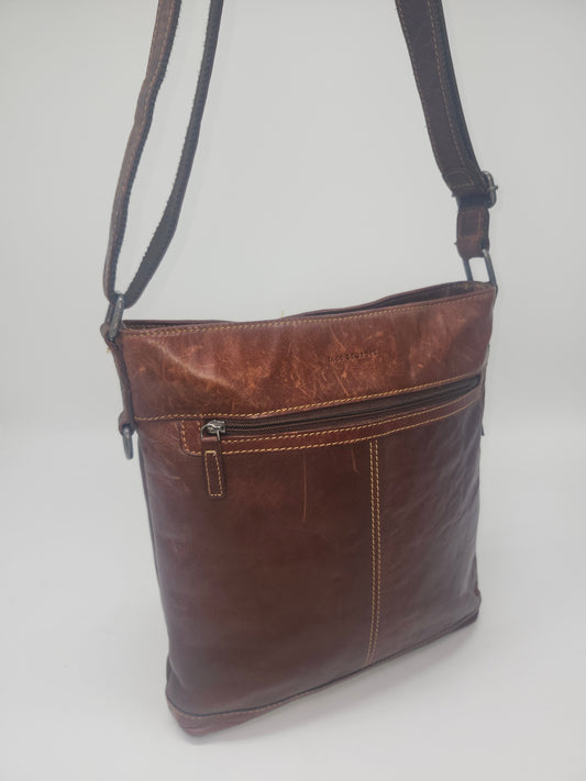 Jack Georges Brown Leather Crossbody Messenger Bag
