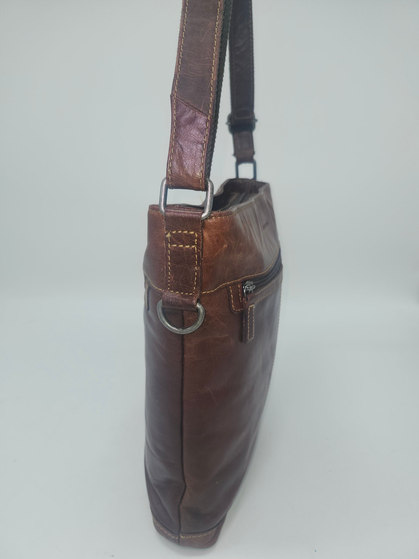 Jack Georges Brown Leather Crossbody Messenger Bag