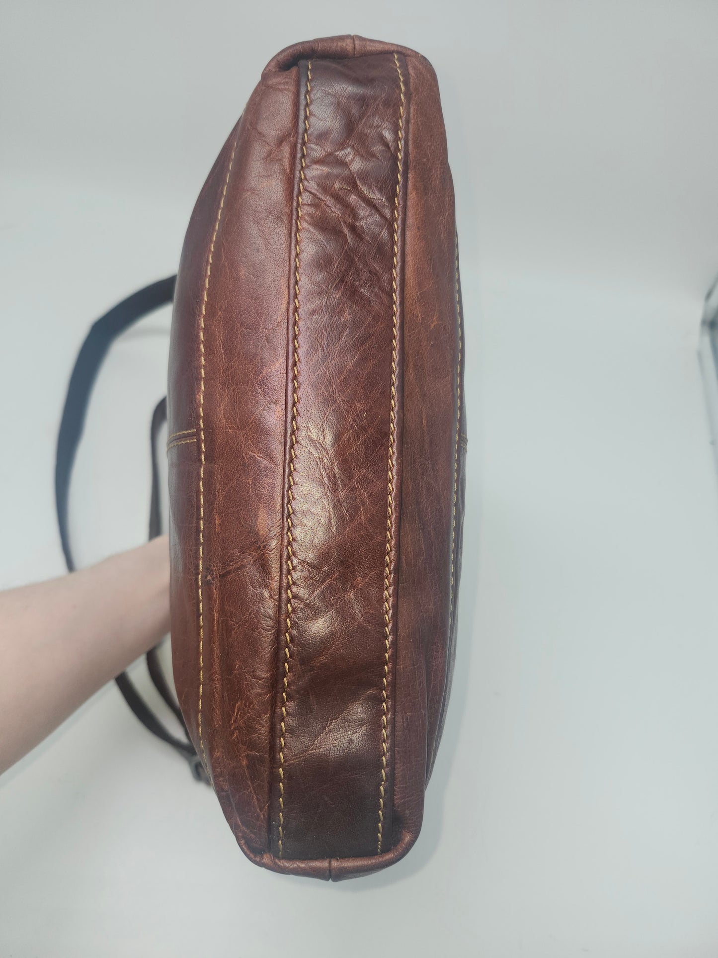 Jack Georges Brown Leather Crossbody Messenger Bag