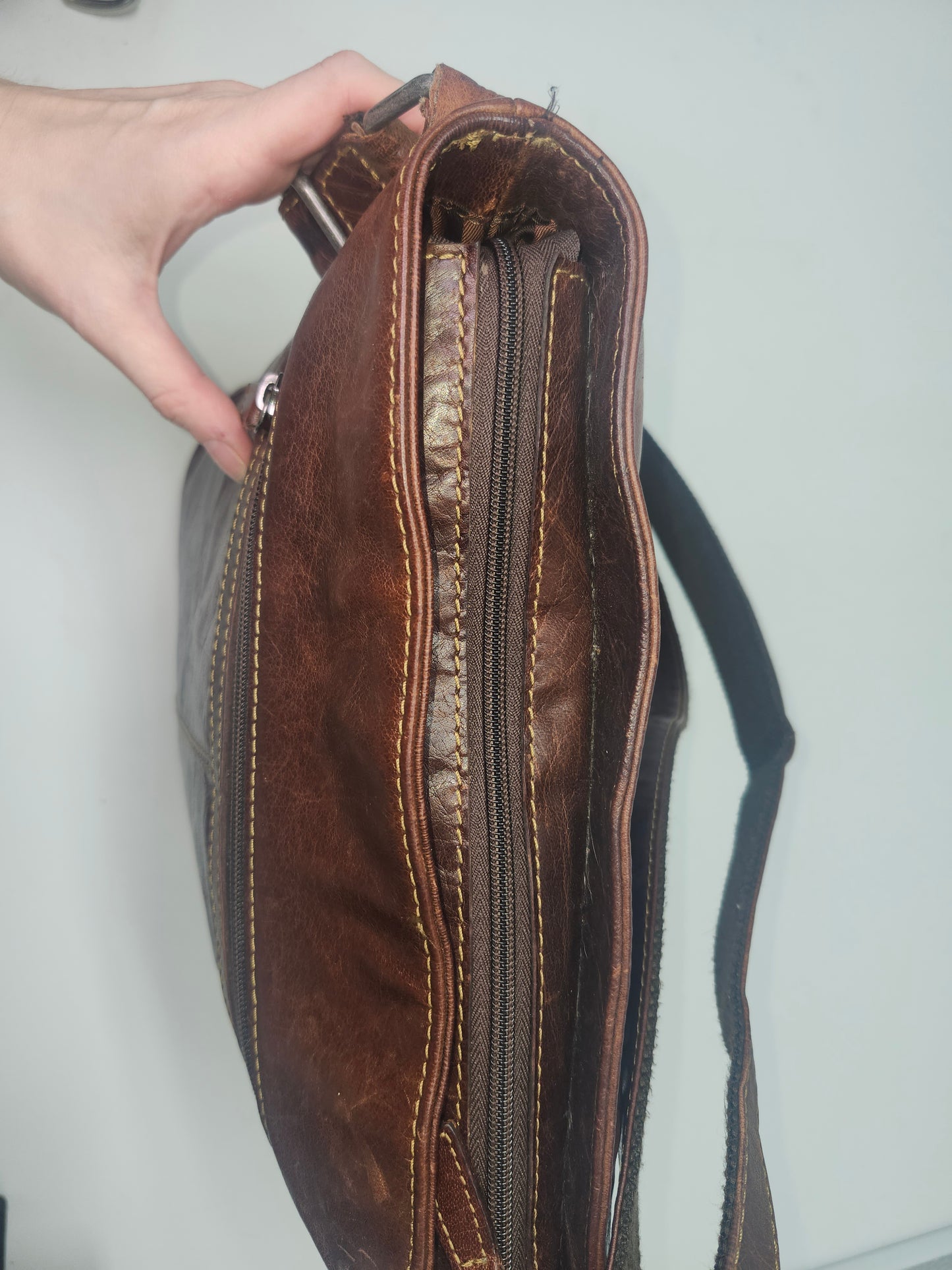 Jack Georges Brown Leather Crossbody Messenger Bag