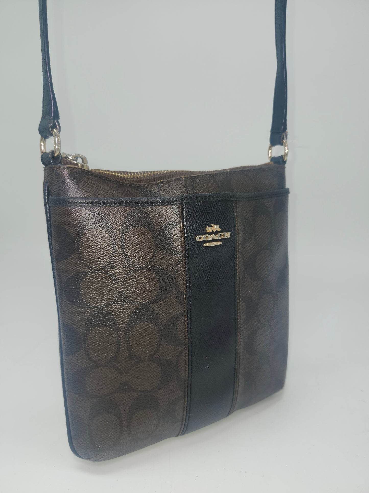 Coach Signature Monogram Canvas Messenger Crossbody Bag