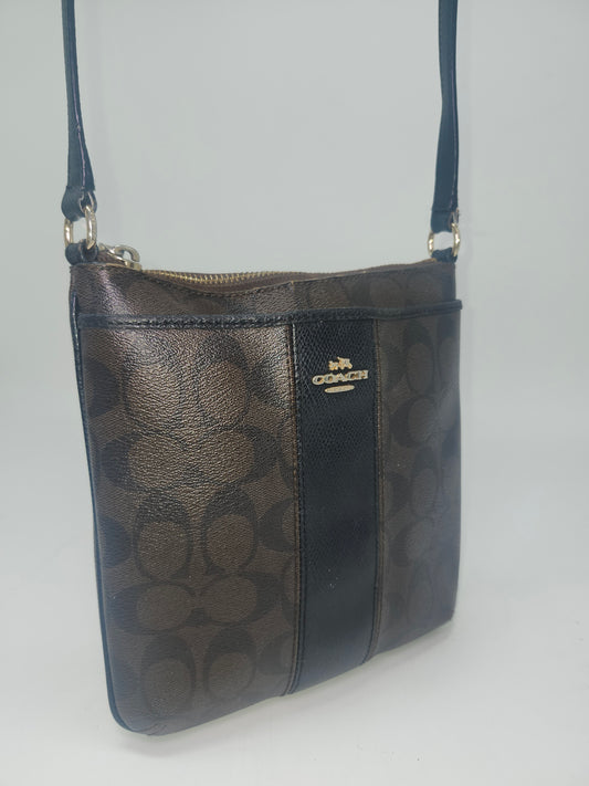 -Coach- Signature Monogram Canvas Messenger Crossbody Bag