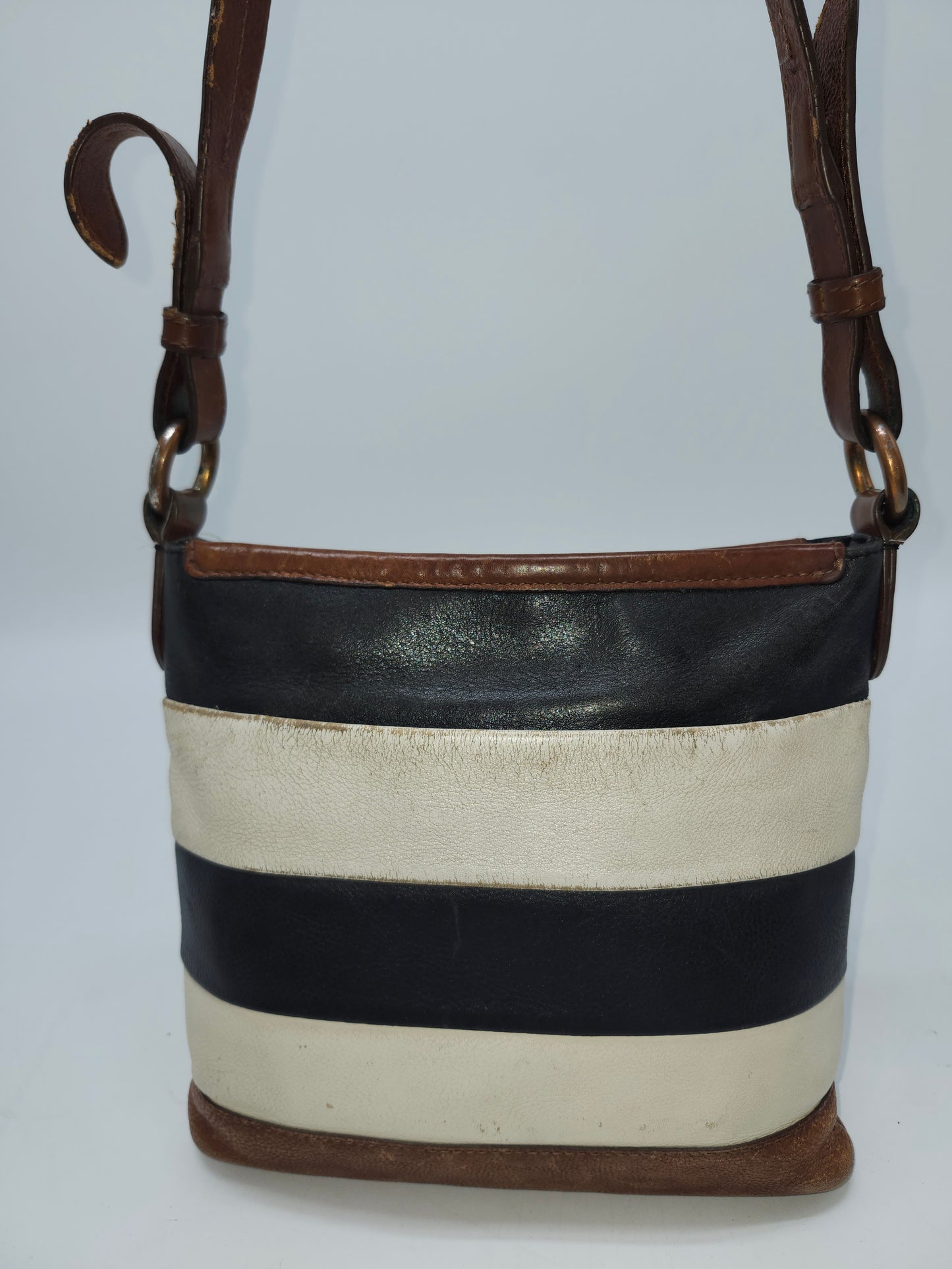 -Radley- Striped Leather Crossbody Purse