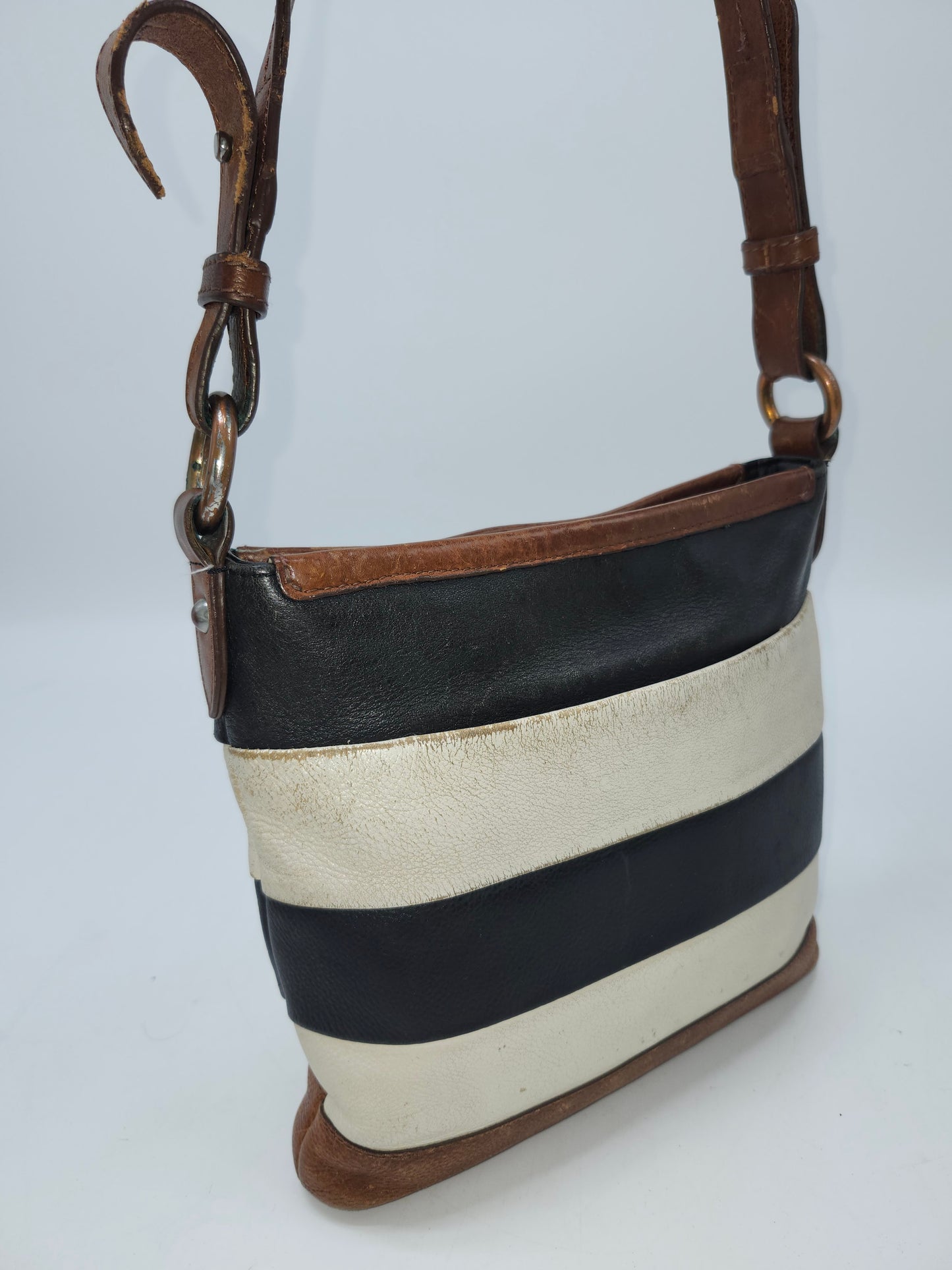 -Radley- Striped Leather Crossbody Purse