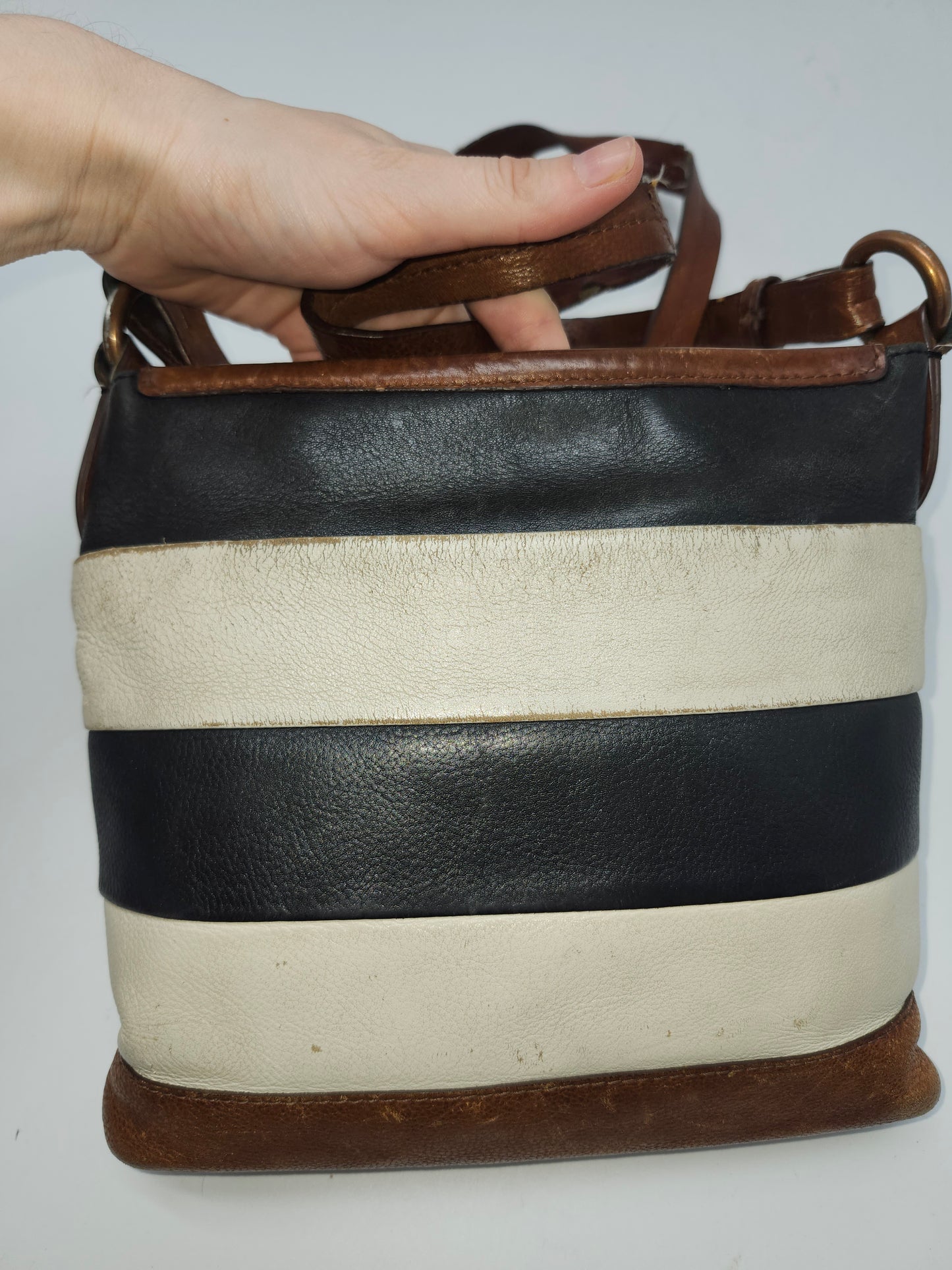 -Radley- Striped Leather Crossbody Purse