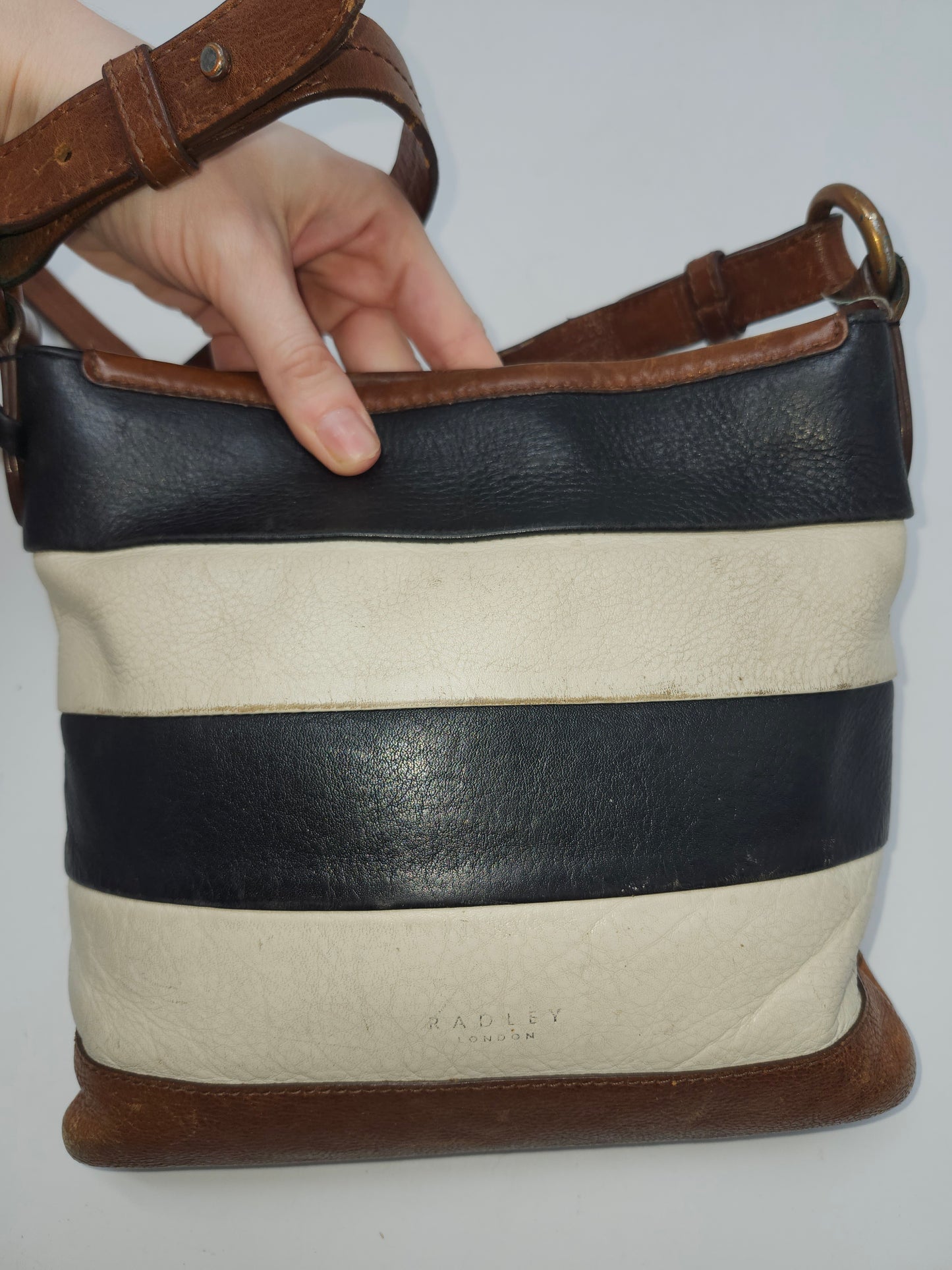 -Radley- Striped Leather Crossbody Purse