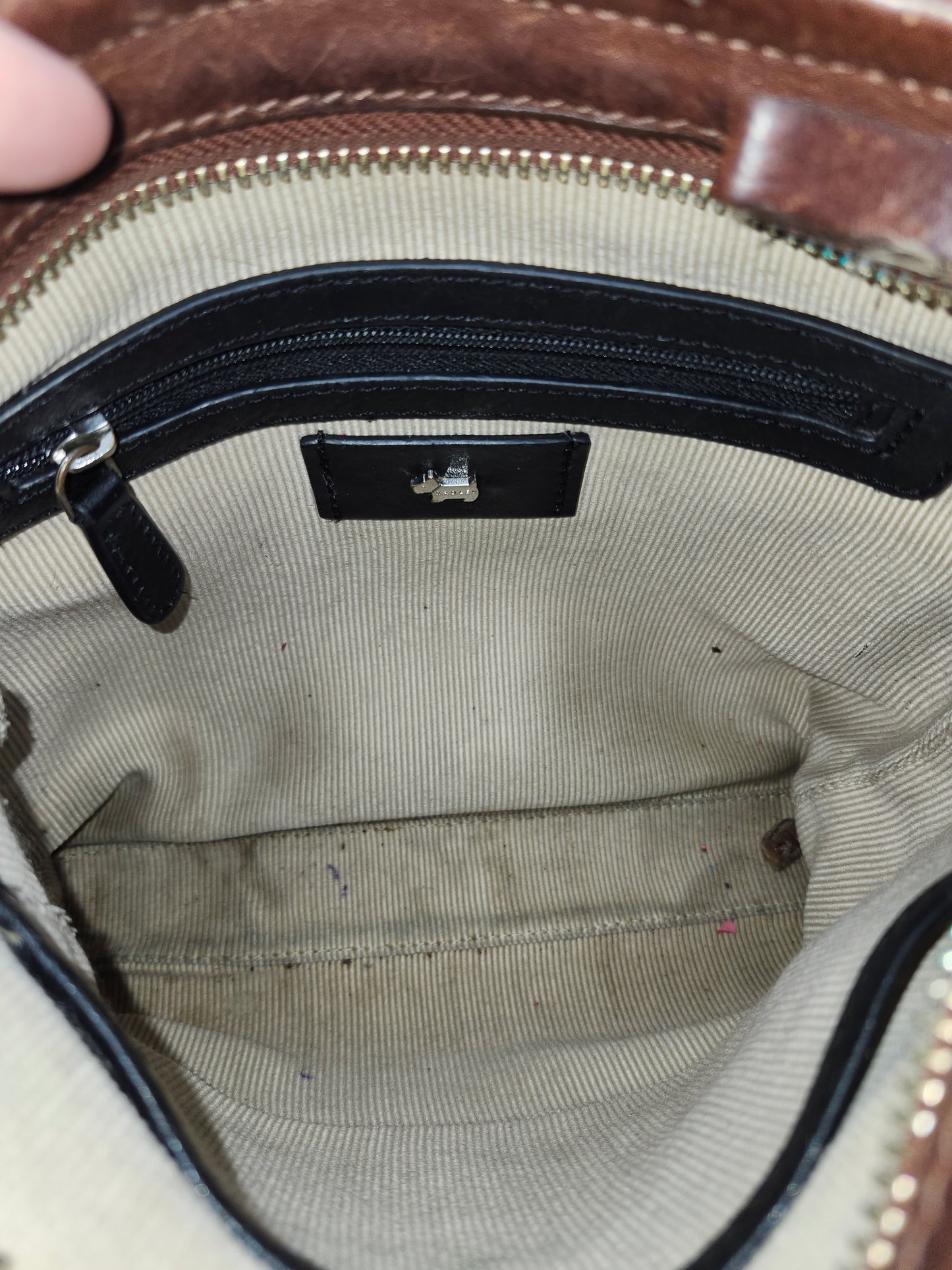 -Radley- Striped Leather Crossbody Purse