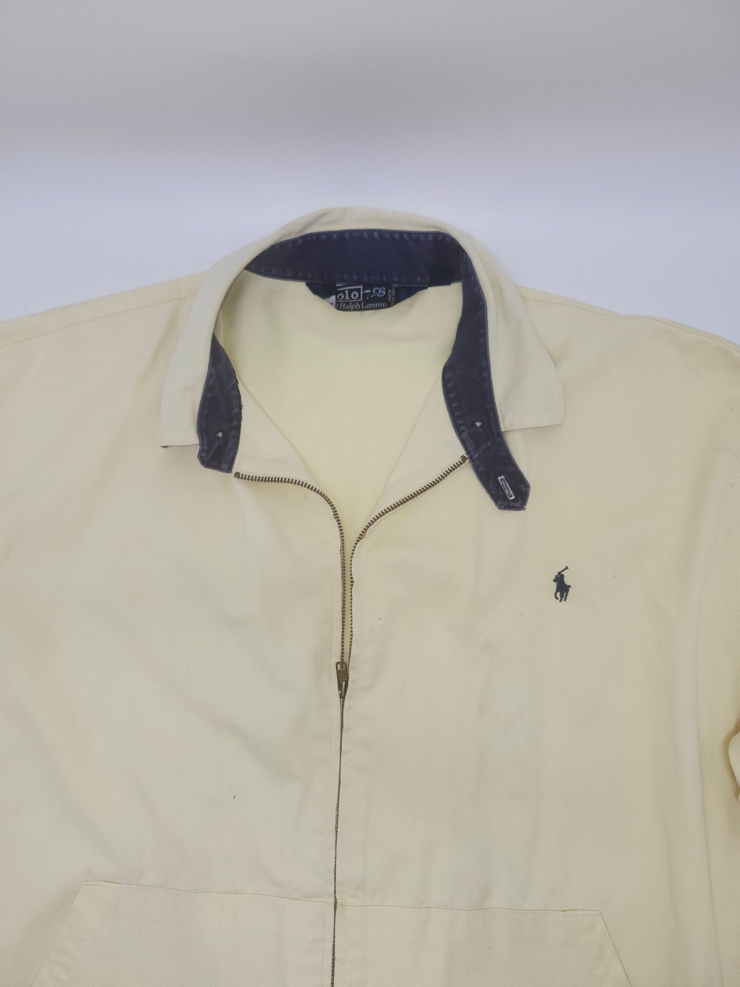 Polo RL Harrington-Style Yellow 100% Cotton Jacket with Plaid Collar Size XXL