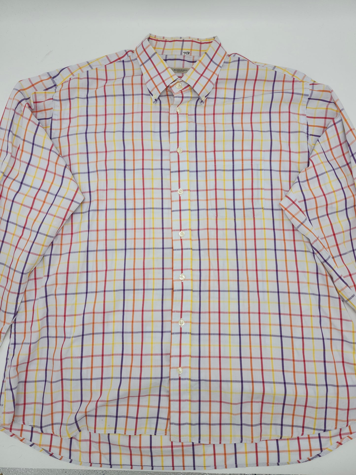 Burberry Men's Size 44 Colorful Plaid Button Up Shirt