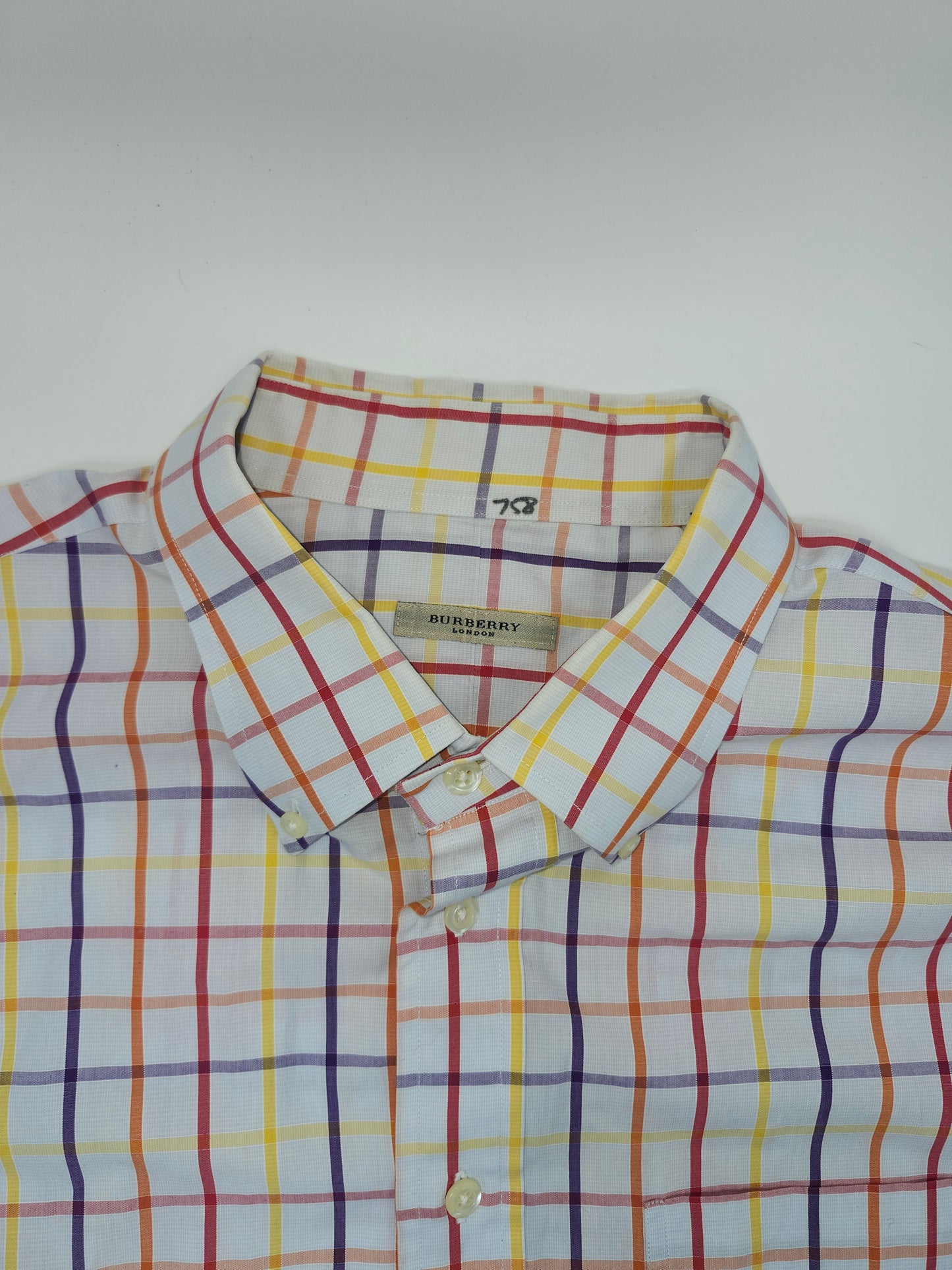 Burberry Men's Size 44 Colorful Plaid Button Up Shirt