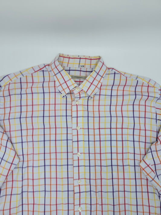 Burberry Men's Size 44 Colorful Plaid Button Up Shirt