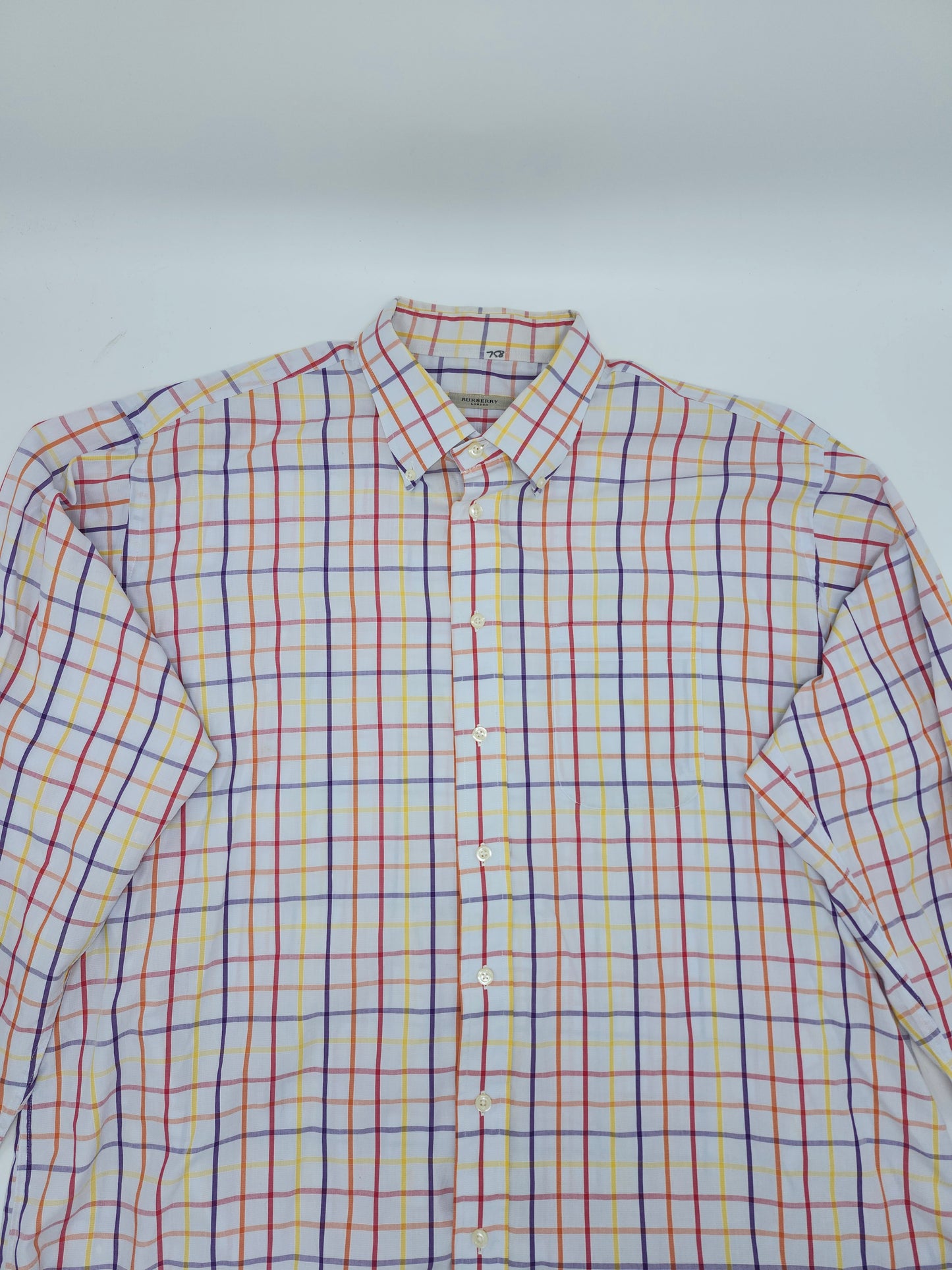 Burberry Men's Size 44 Colorful Plaid Button Up Shirt