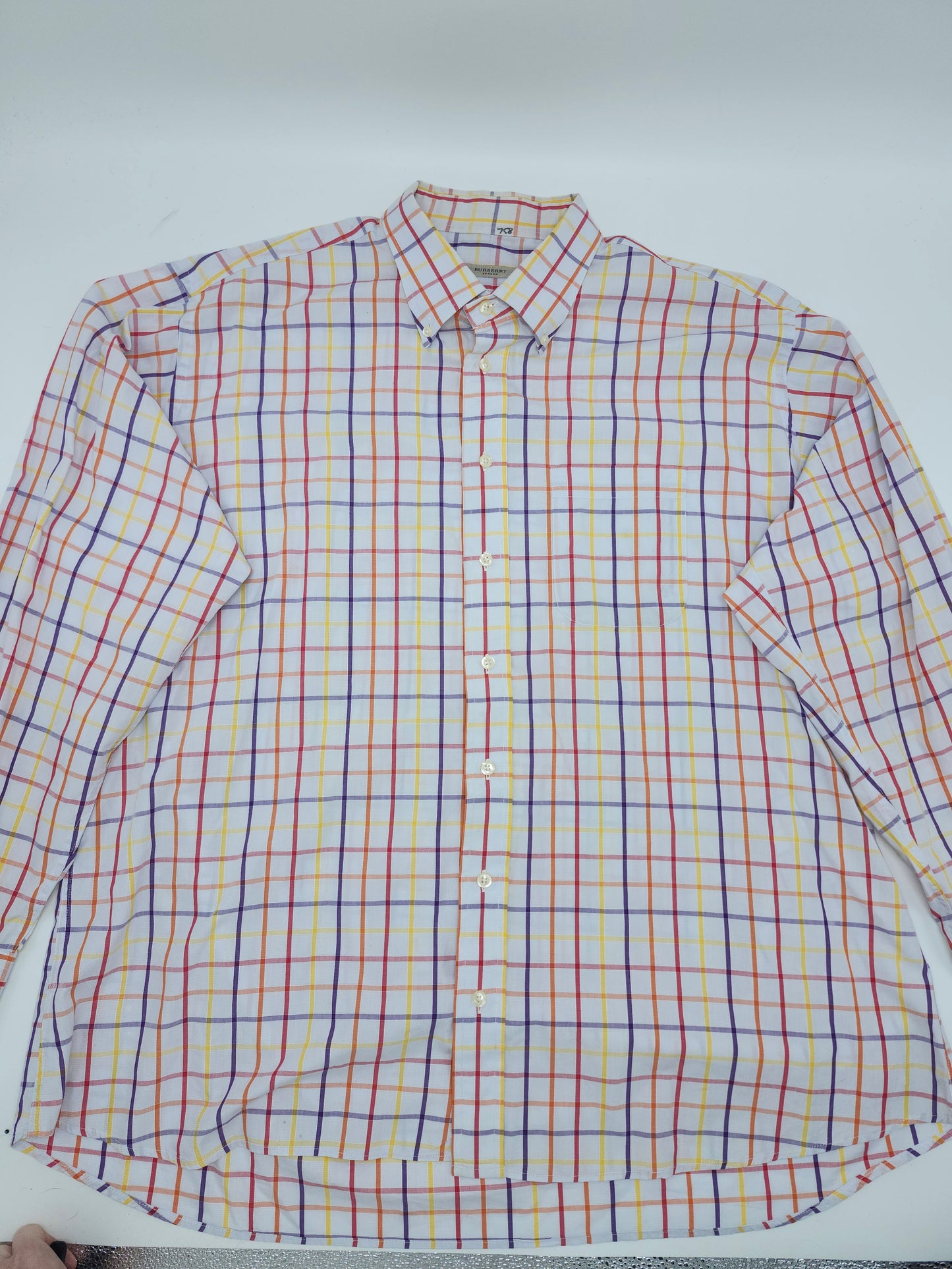 Burberry Men's Size 44 Colorful Plaid Button Up Shirt
