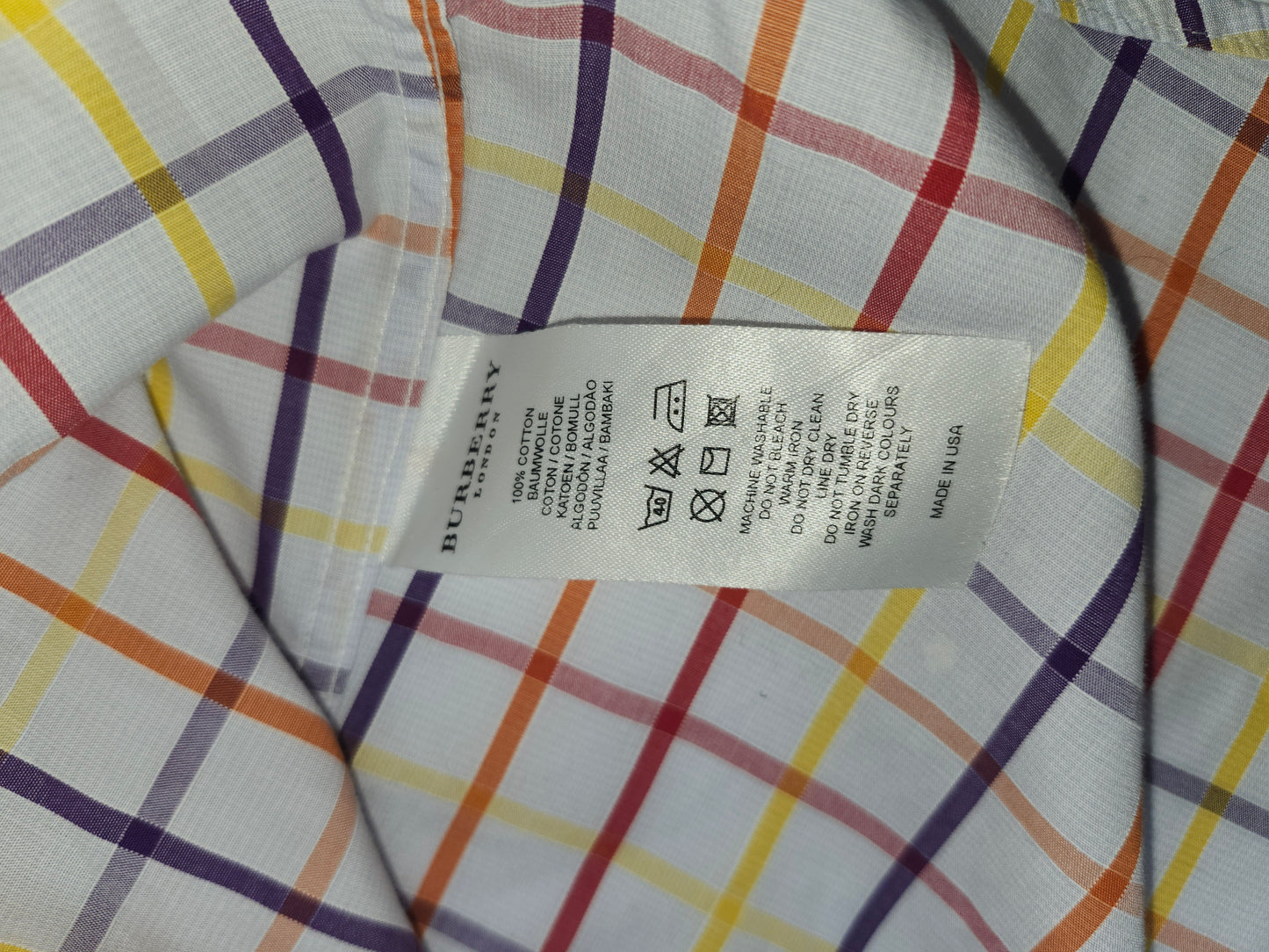 Burberry Men's Size 44 Colorful Plaid Button Up Shirt