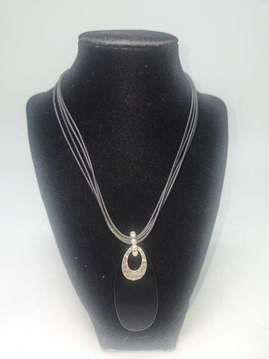 -925- Sterling & Carved Onyx Pendant Necklace by Silpada