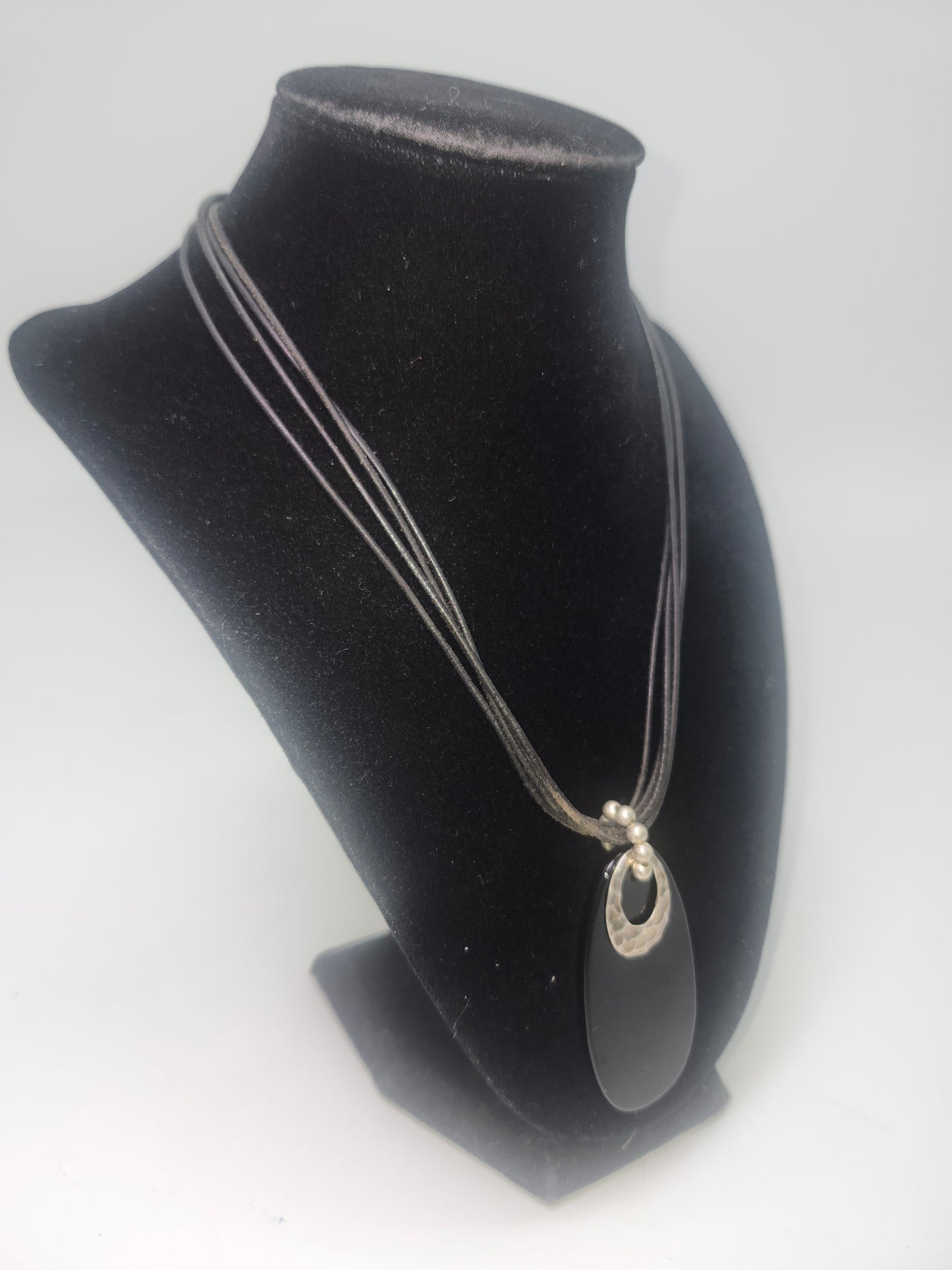 925 Sterling & Carved Onyx Pendant Necklace by Silpada