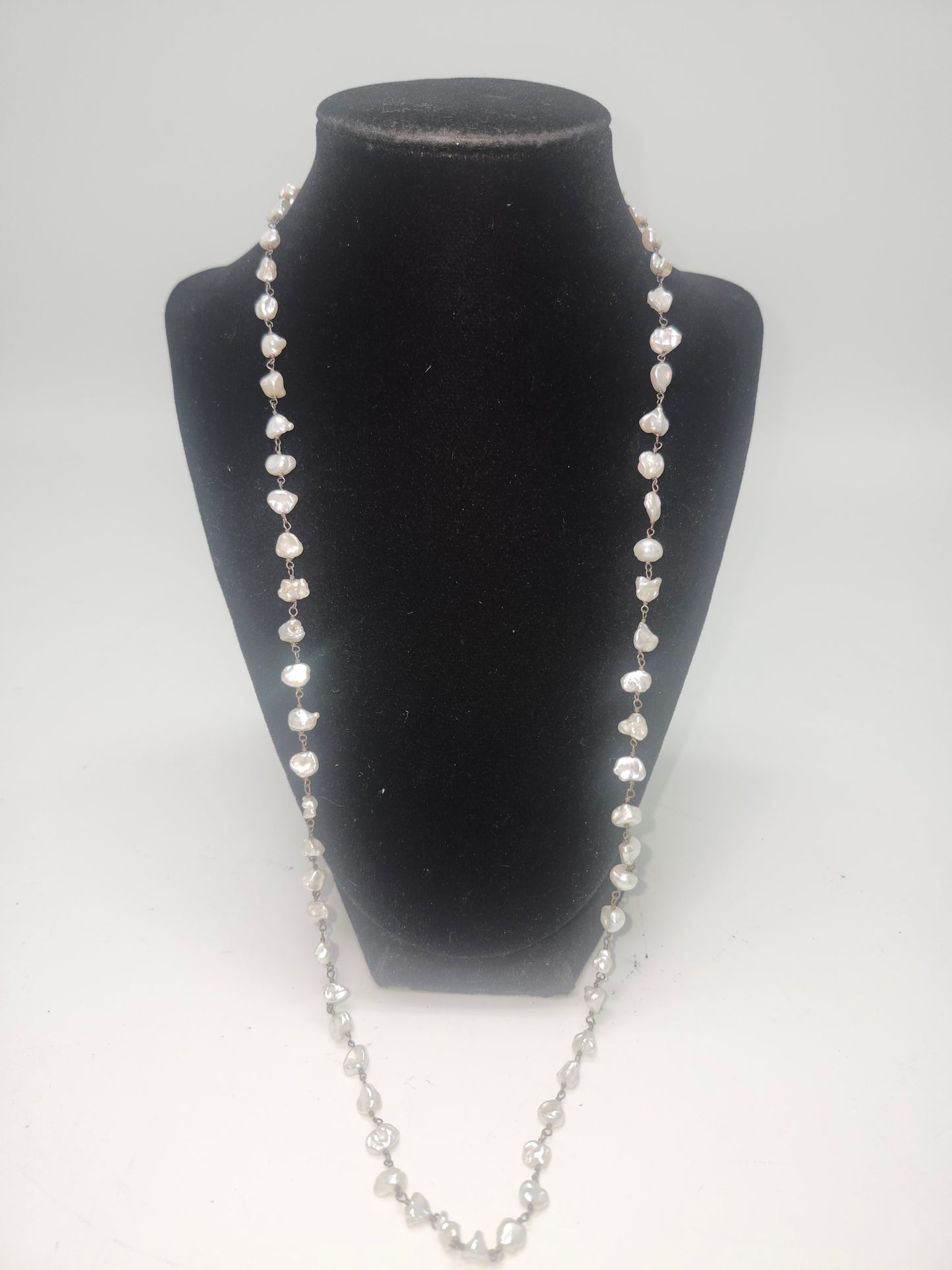 ~925~ Sterling & Fresh Water Pearl Long Strand Necklace