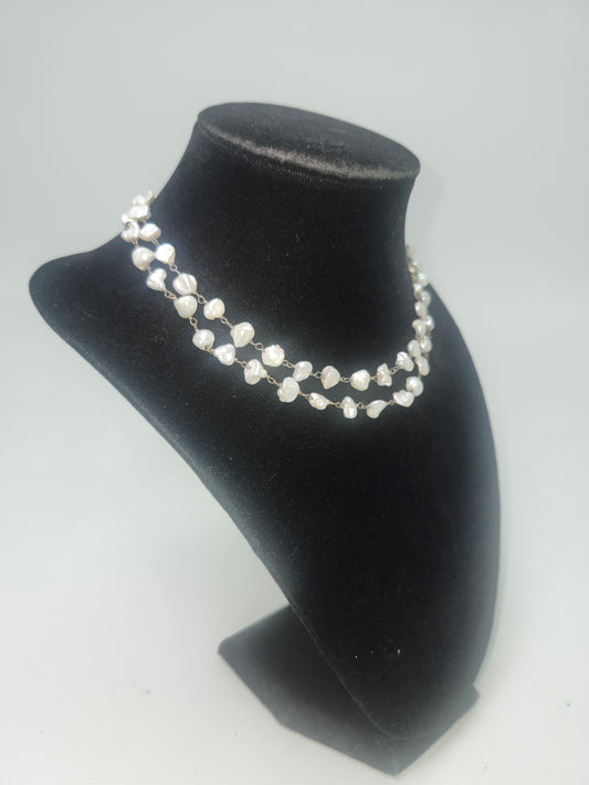 -925- Sterling & Fresh Water Pearl Long Strand Necklace