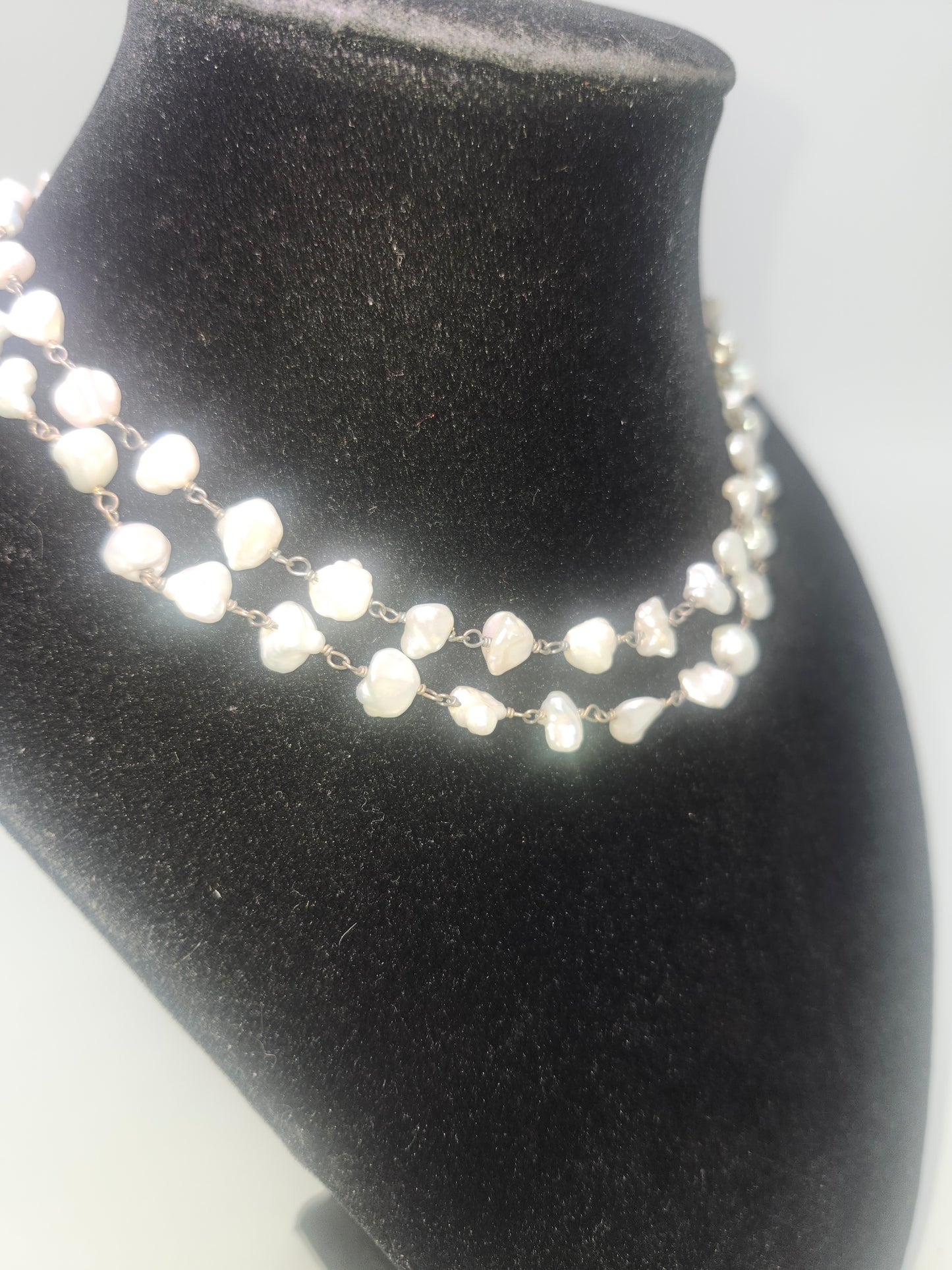 ~925~ Sterling & Fresh Water Pearl Long Strand Necklace