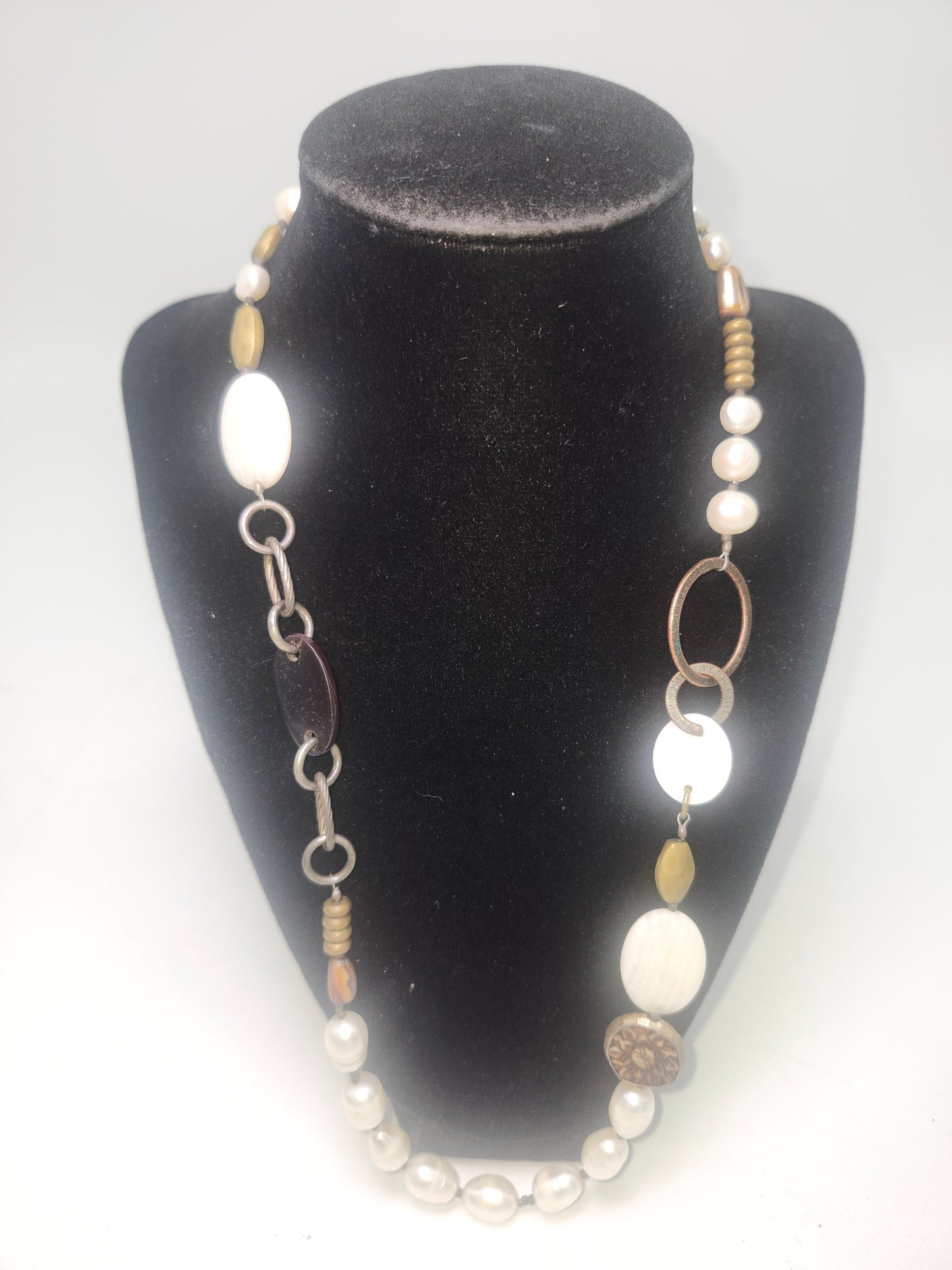 *925* Sterling, Gemstone, Pearl & Copper Silpada Statement Necklace