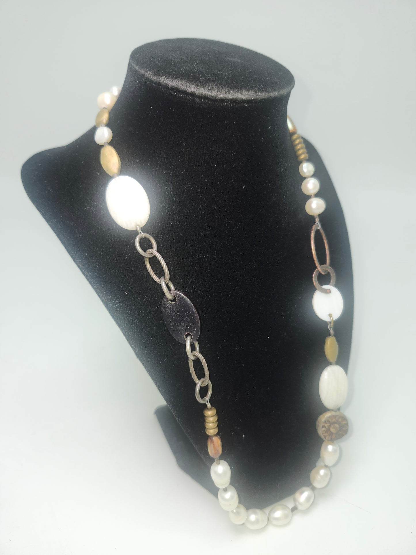 *925* Sterling, Gemstone, Pearl & Copper Silpada Statement Necklace