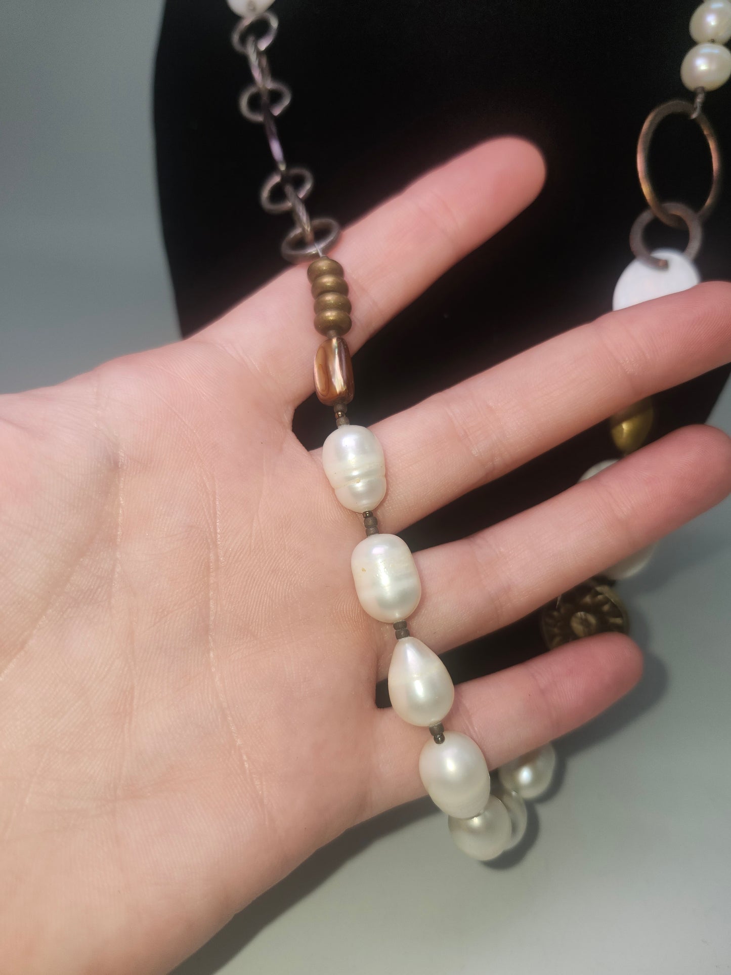 *925* Sterling, Gemstone, Pearl & Copper Silpada Statement Necklace