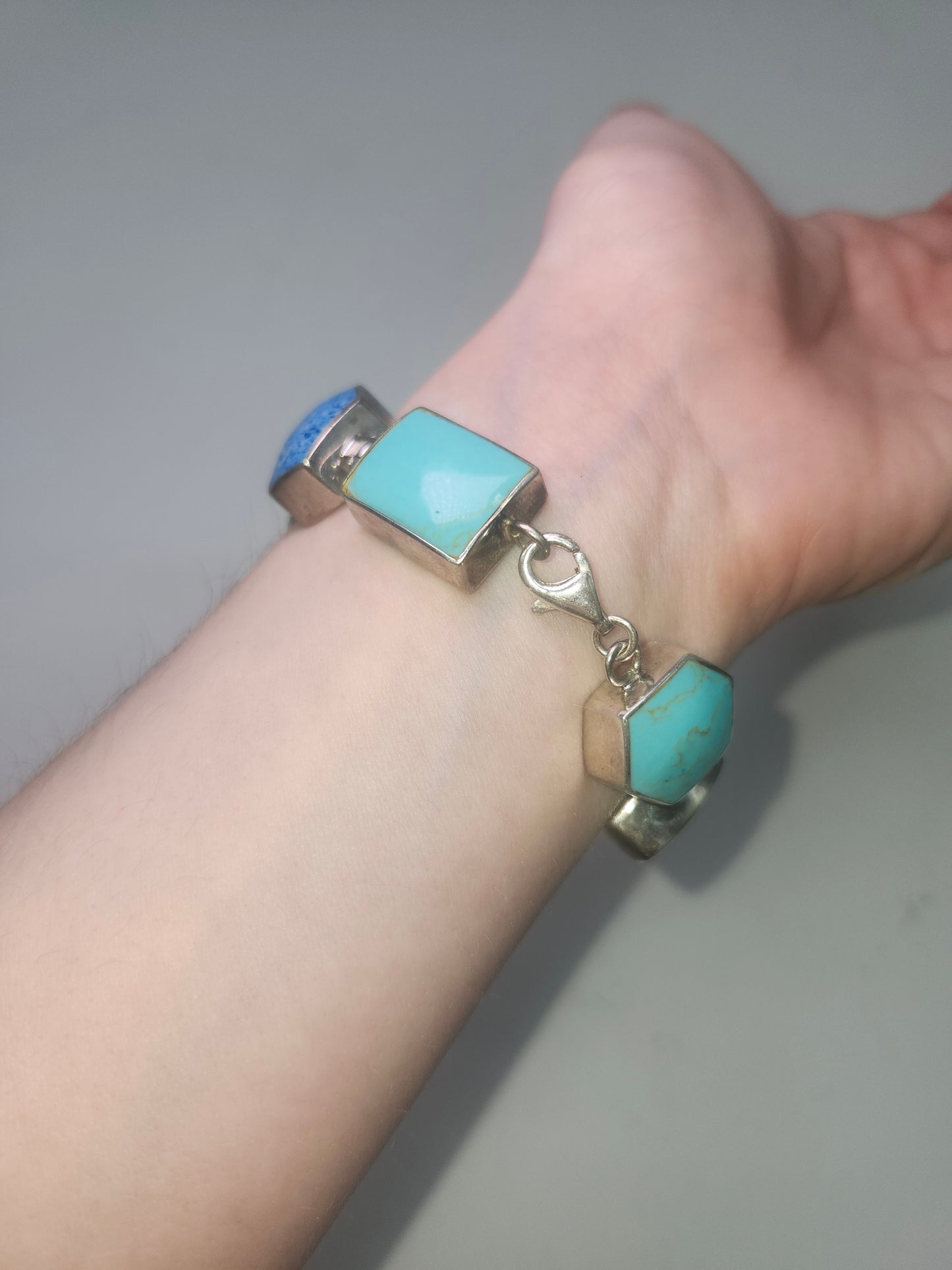 *925* Sterling, Turquoise & Lapis Bracelet