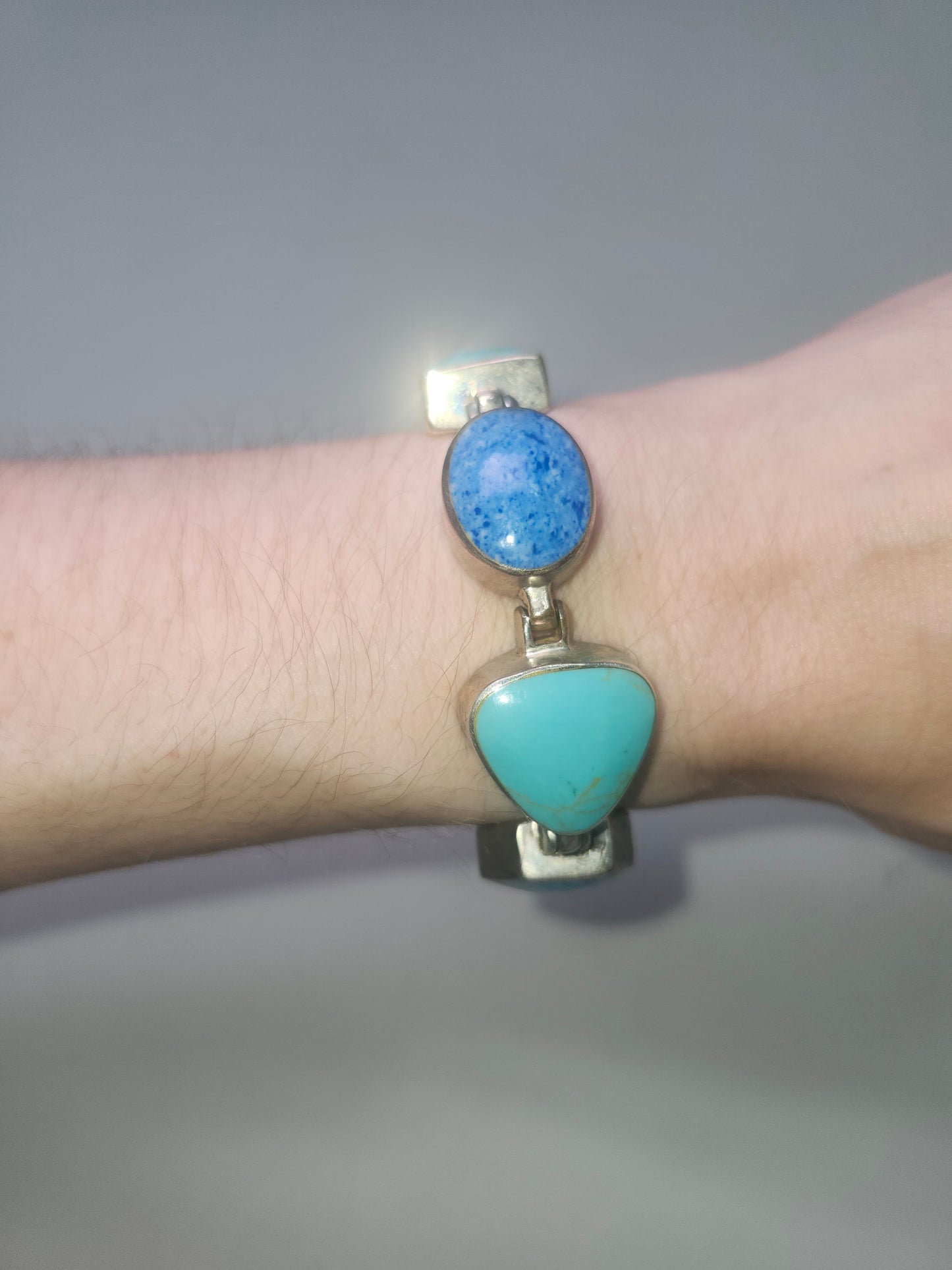 *925* Sterling, Turquoise & Lapis Bracelet