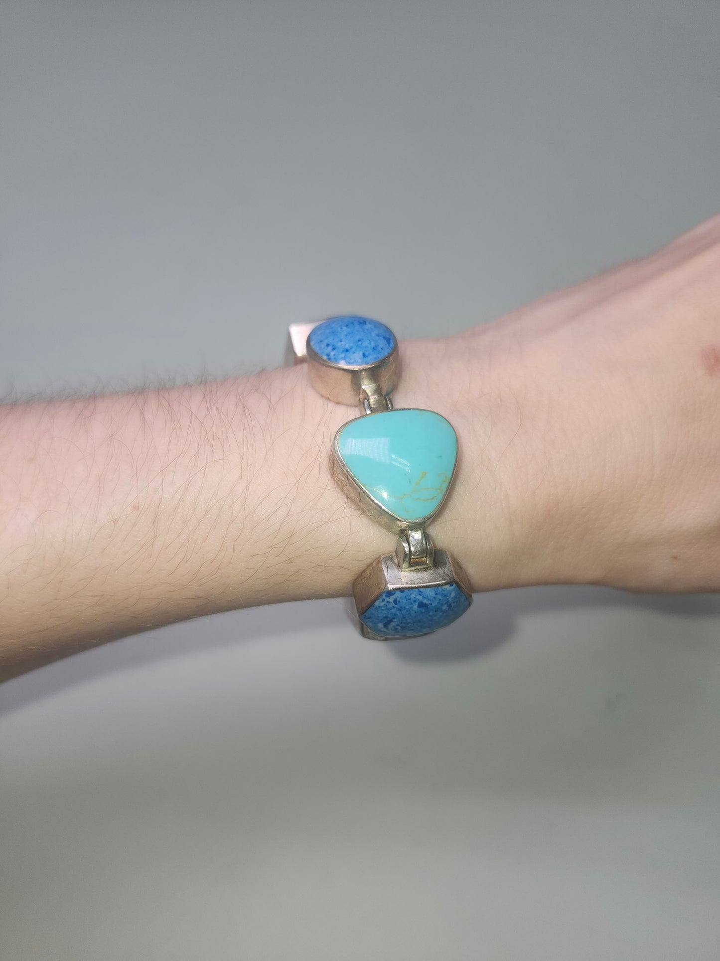 *925* Sterling, Turquoise & Lapis Bracelet