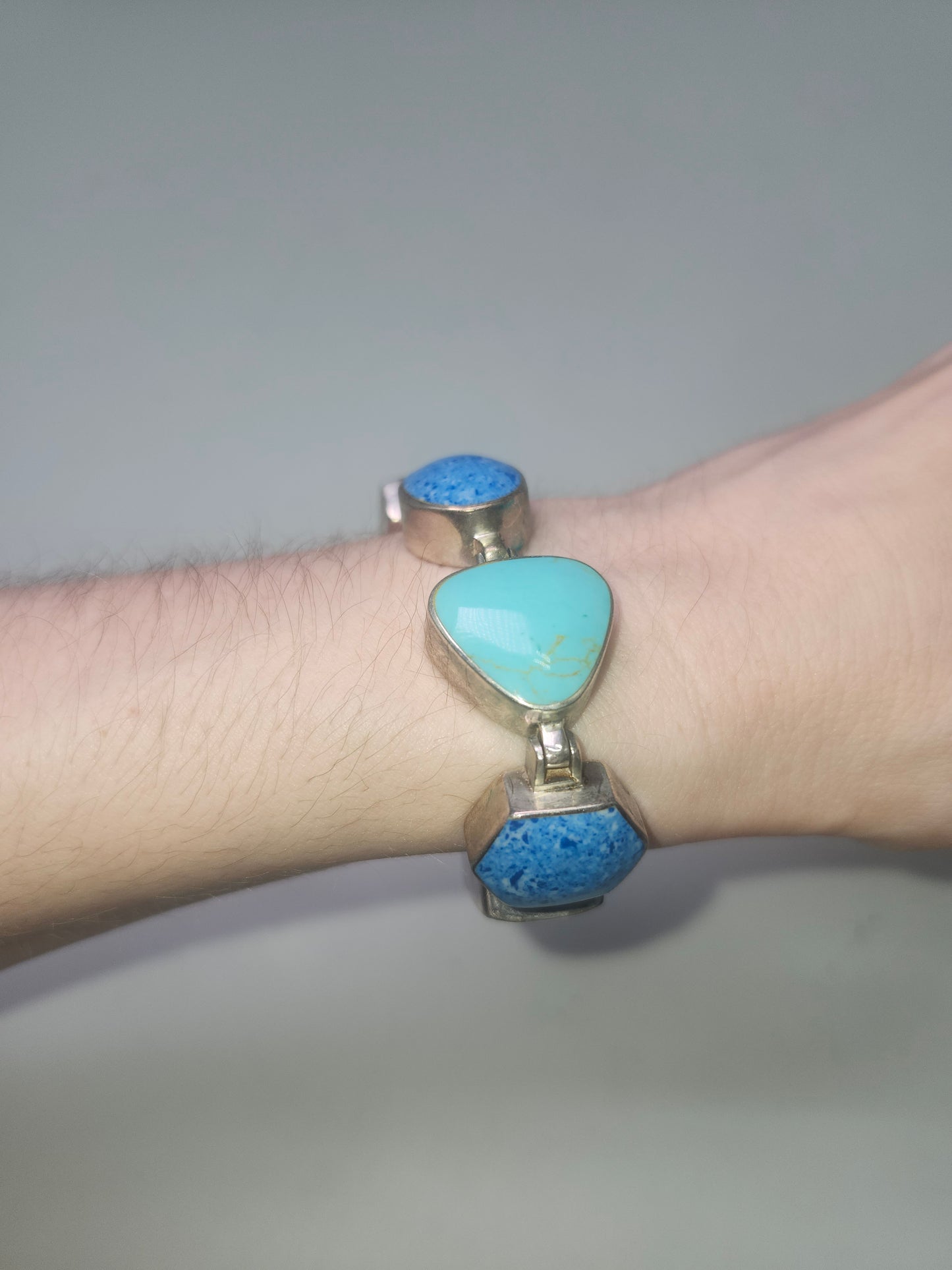 *925* Sterling, Turquoise & Lapis Bracelet