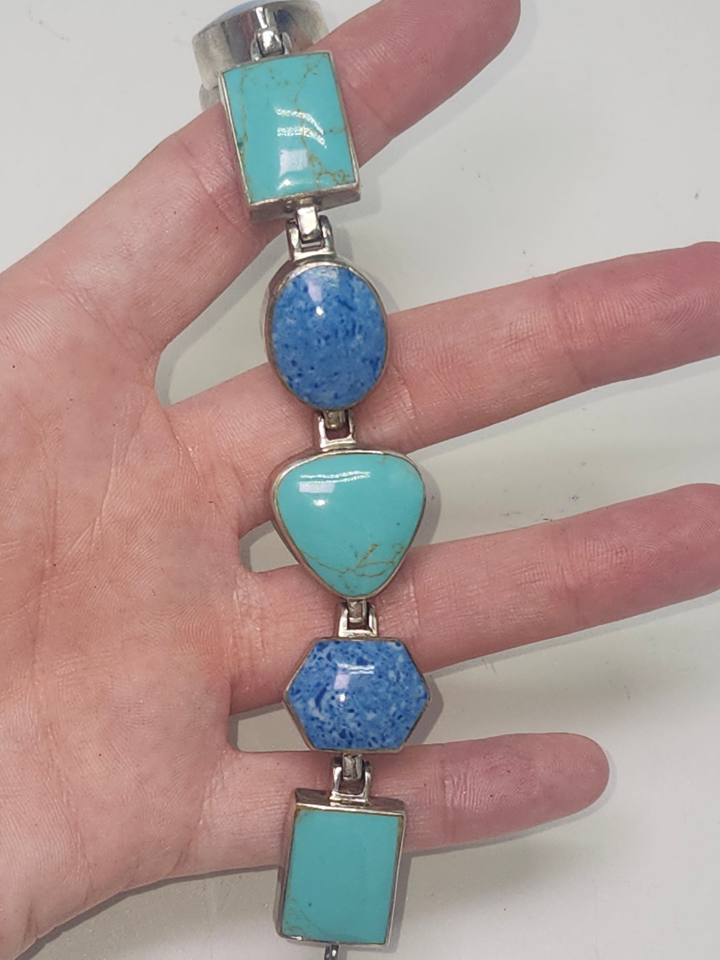 *925* Sterling, Turquoise & Lapis Bracelet